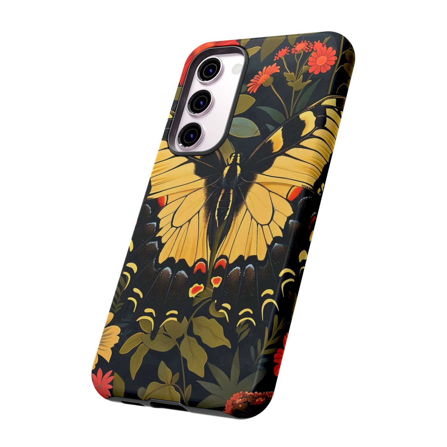 Butterfly Floral Phone Case, Tough Cases with Vibrant Design, Protective Cover for Nature Lovers, Gift for Her