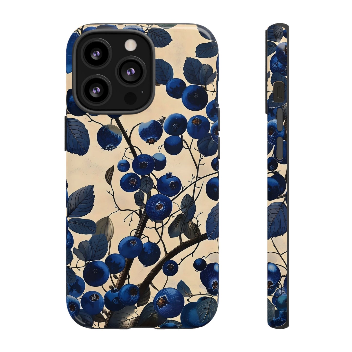 Blue Berry Tough Phone Case, Floral Phone Cover, Stylish Protective Case, Unique Gift for Her, Phone Accessories