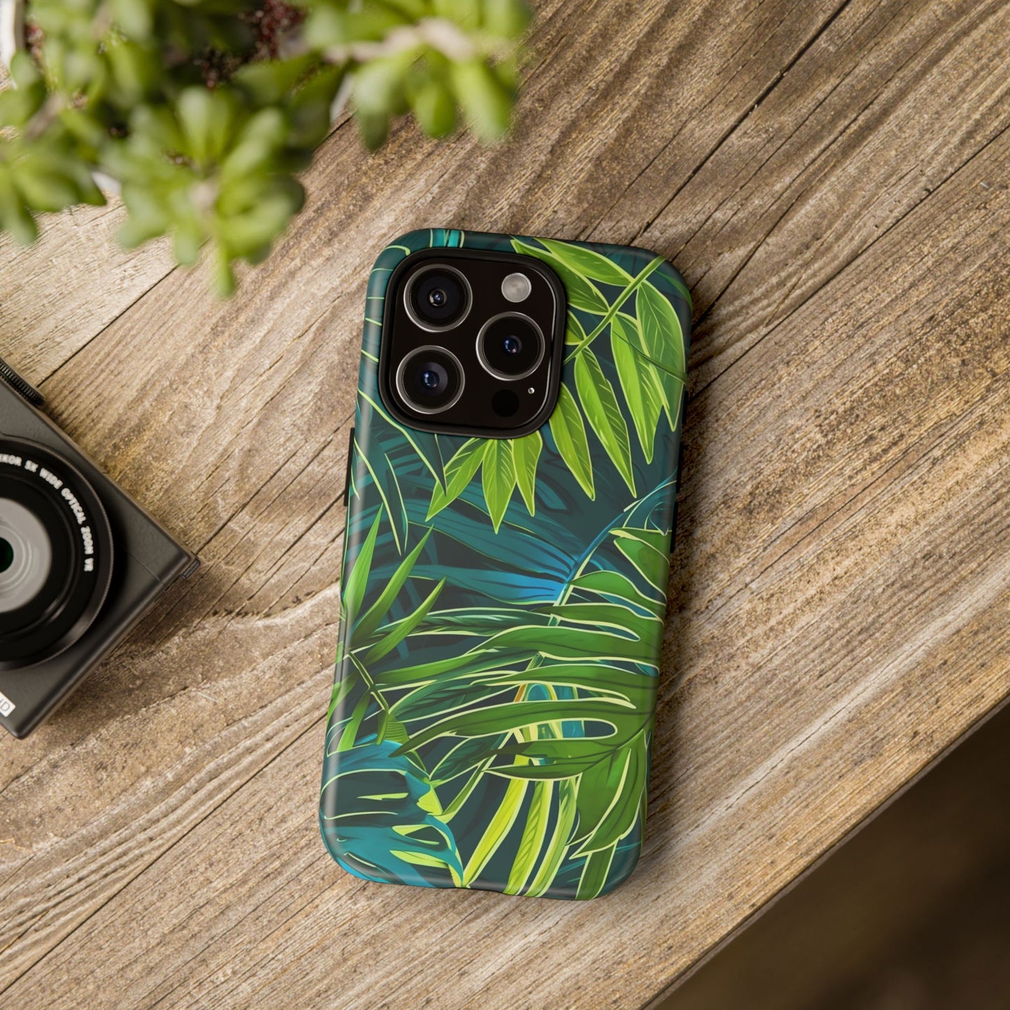 Tropical Phone Case - Durable Green Leaf Design, Eco-Friendly Gift, Trendy Accessory, Nature Lover's Case, Summer Vibes