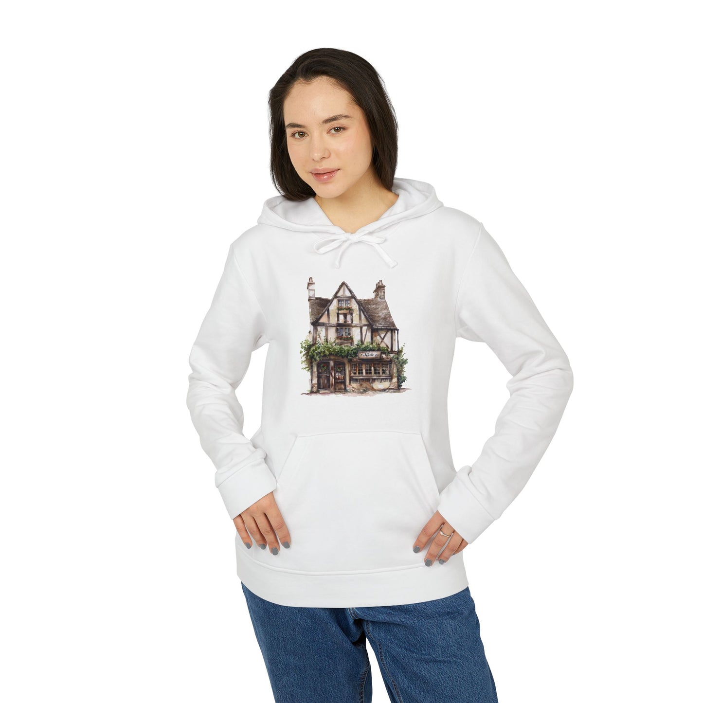 adidas Unisex Fleece Hoodie - British Historic House - Classic Architectural Elegance