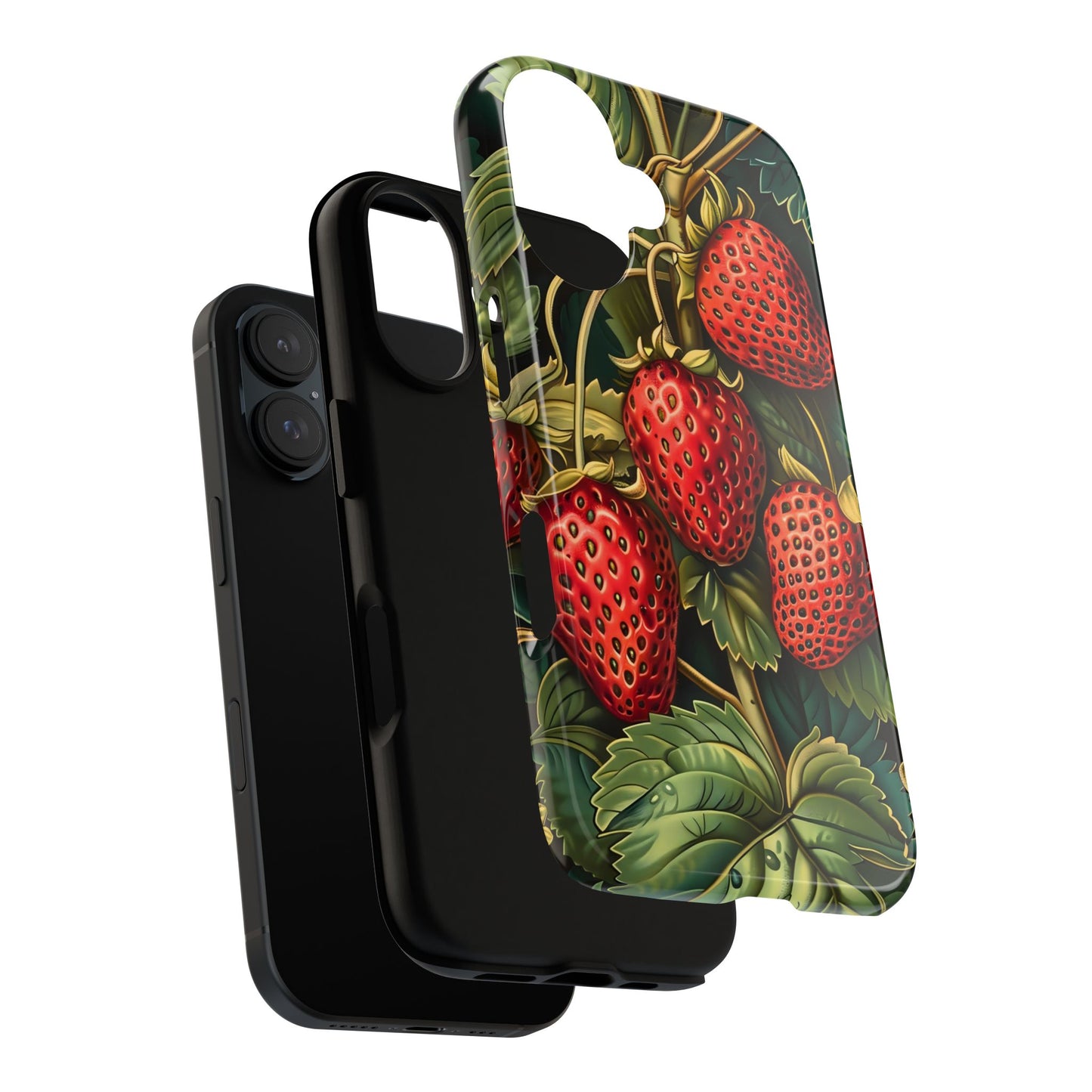 Strawberry Phone Case, Tough Berry Case, Floral Phone Cover, Cute Smartphone Shell, Nature-Inspired Gift