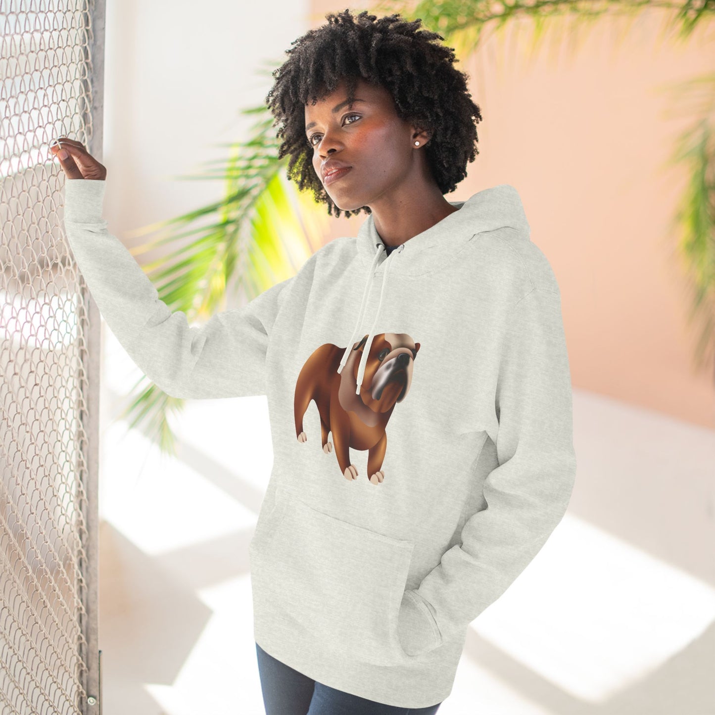 Three-Panel Fleece Hoodie - Adorable British Dog