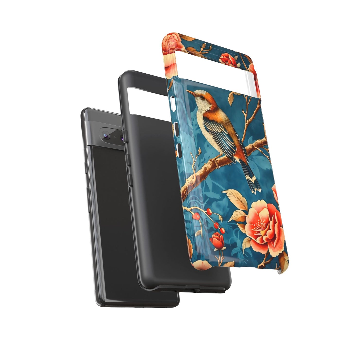 Bird & Floral Phone Case, Tough Cases for Nature Lovers, Gift for Her, Customizable Design, Vibrant Tech Accessories