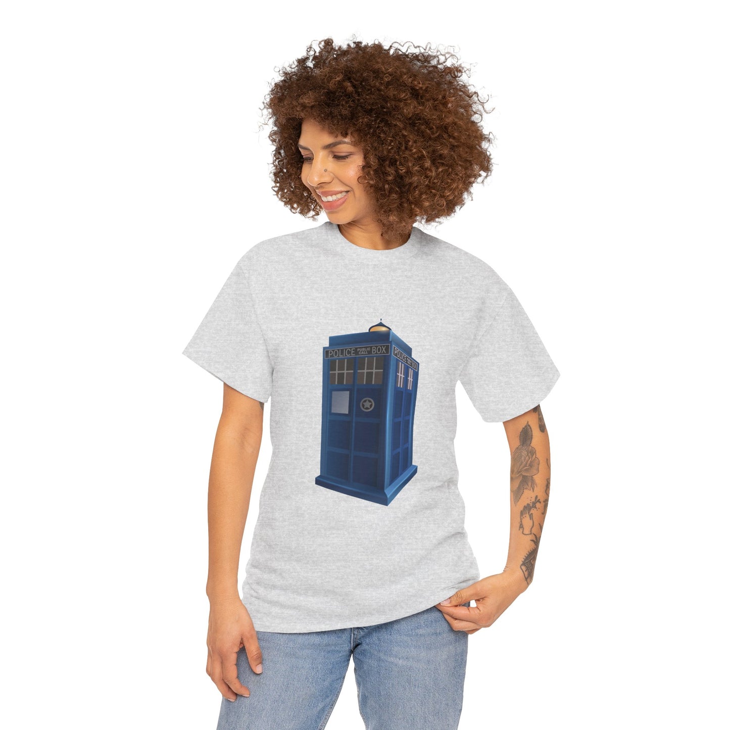 Unisex Heavy Cotton Tee - British Police Public Call Box - Iconic TARDIS