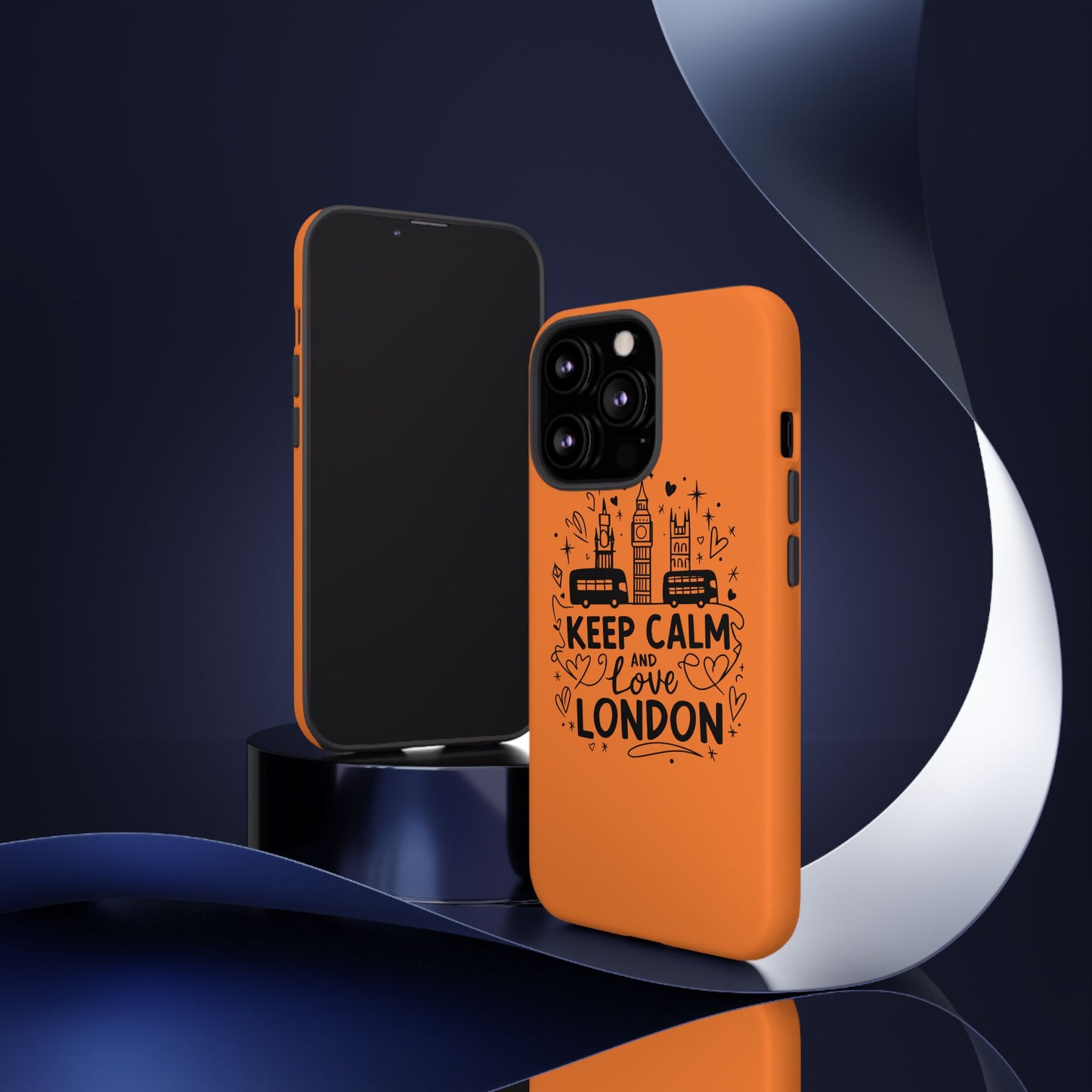 London-Themed Phone Case: Keep Calm and Love London, UK Souvenir, Travel Gift, City Lover, Smartphone Accessories, Orange Design