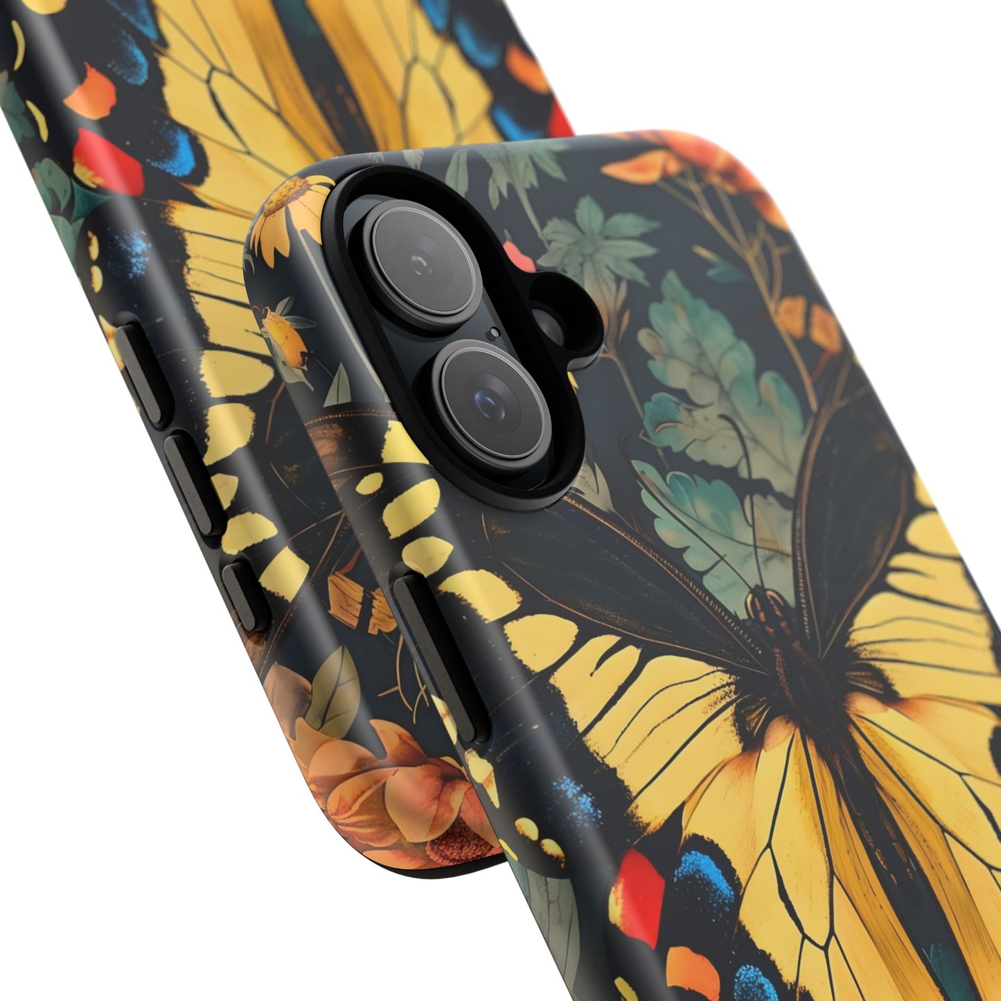 Butterfly Floral Phone Case, Art-inspire Tough Case, Gift for Nature Lovers, Butterfly Pattern Cover, Eco-Friendly Mobile Accessory