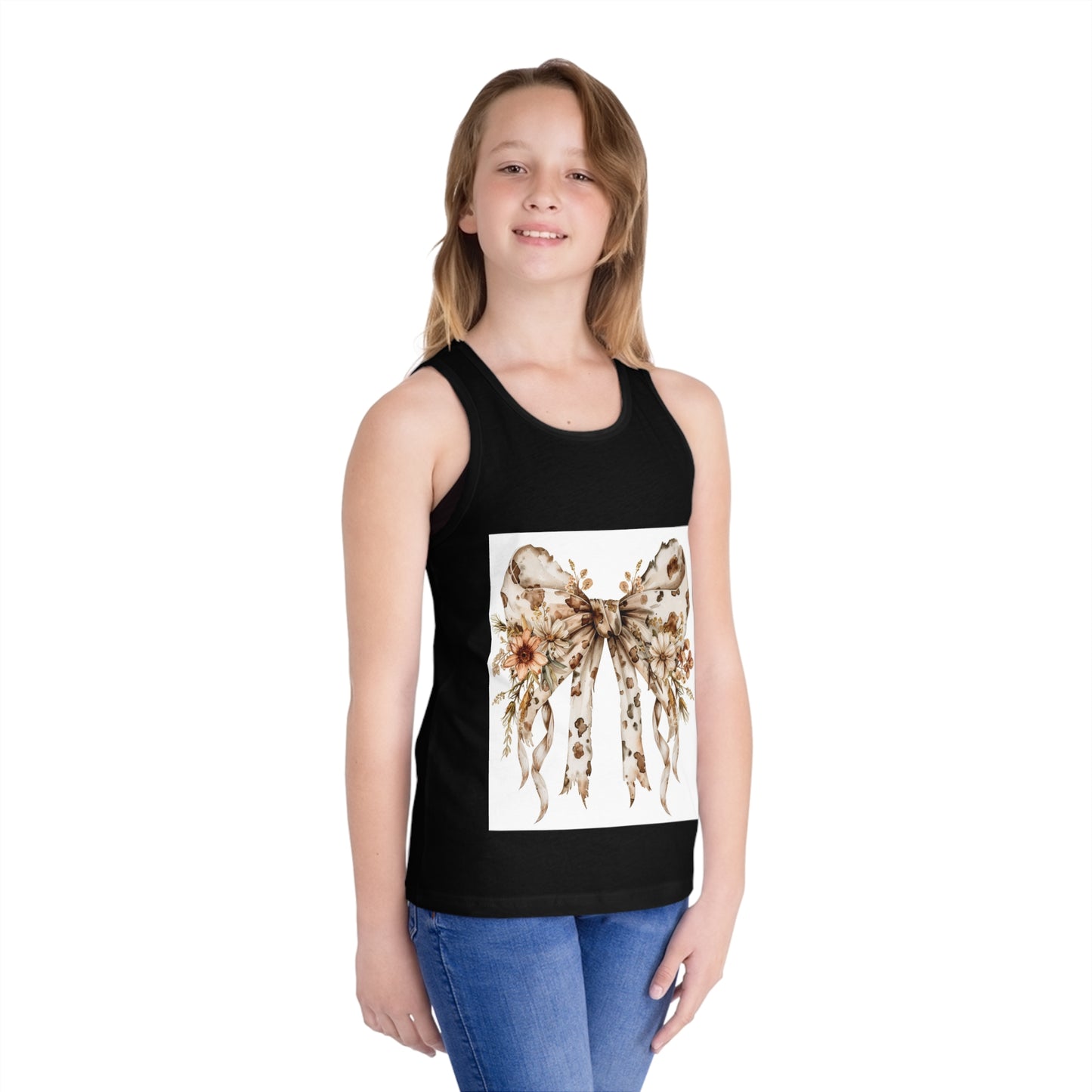 Floral Bow Kid's Jersey Tank Top - Cute Summer Style for Little Ones