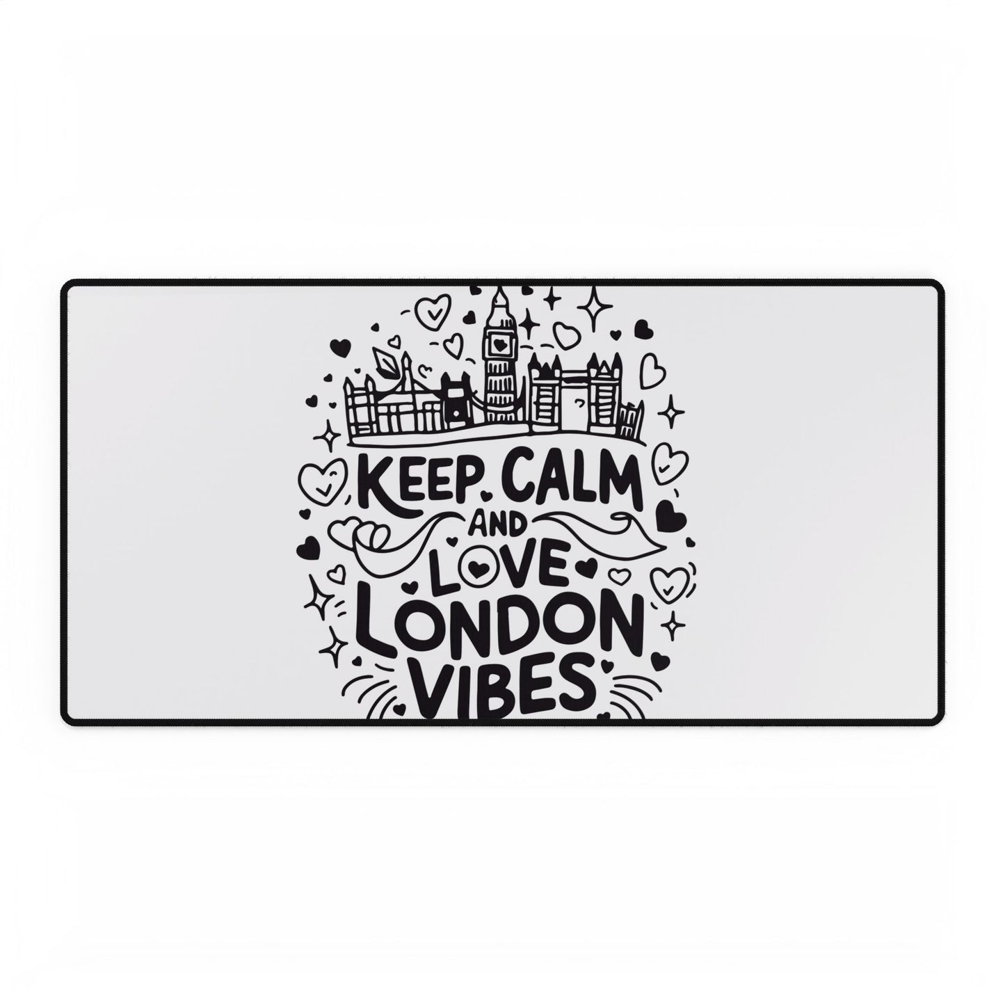 Keep Calm Love London Desk Mat, Workspace Decor, Office Accessory, Gift for Home Office, Desk Organizer, Student Essentials