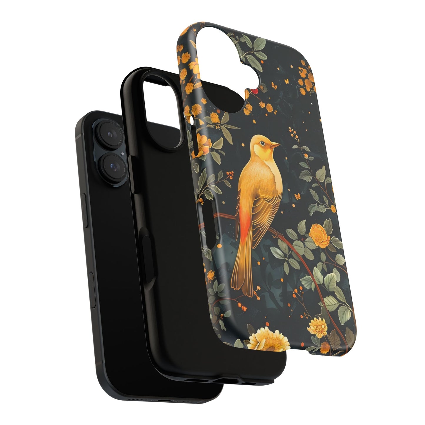 Floral Phone Case, Tough Cases with Bird Design, Nature Lover Gift, Stylish Protection, Birthday Present, Floral Phone Cover