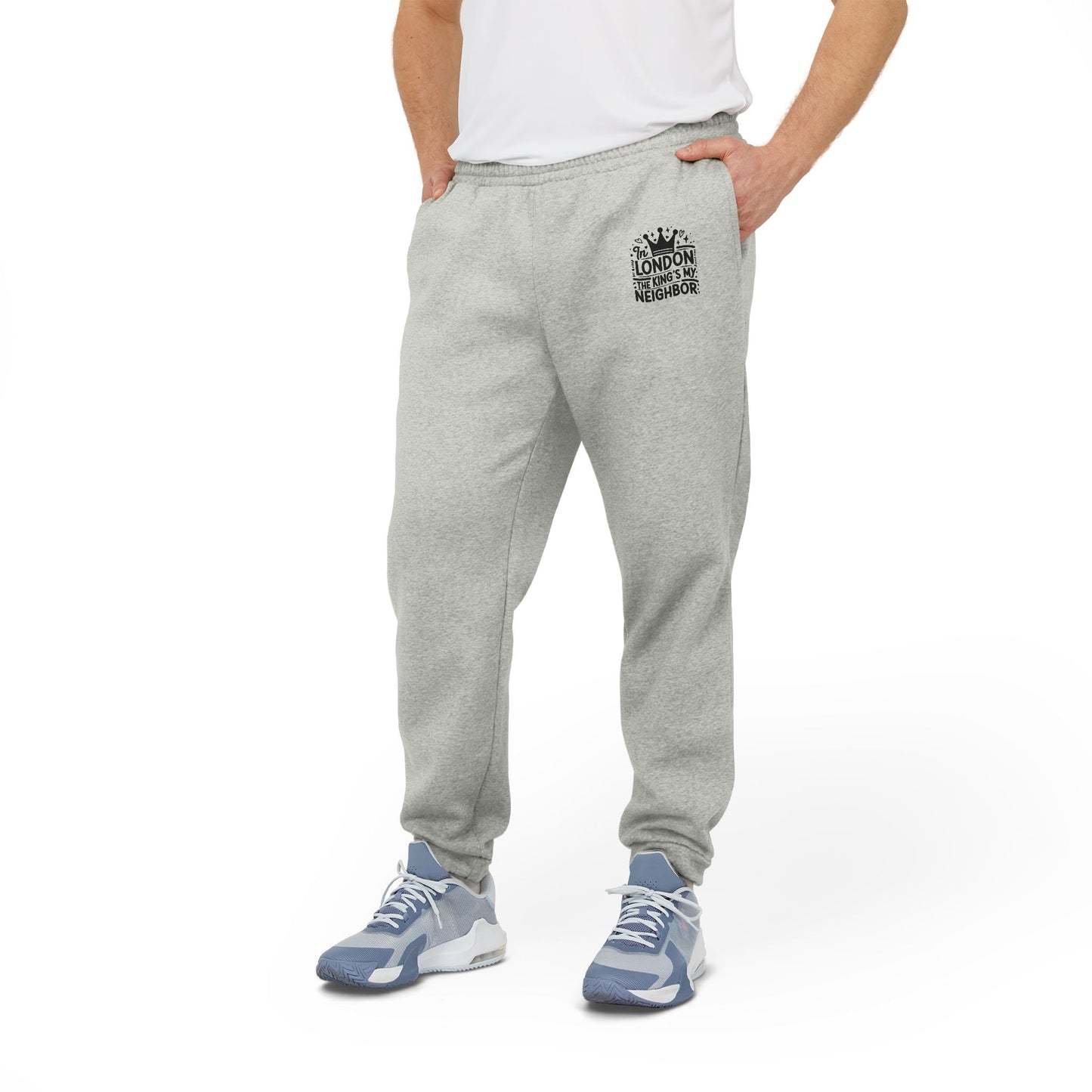Unisex Fleece Joggers with London Design - In London the king's my neighbor