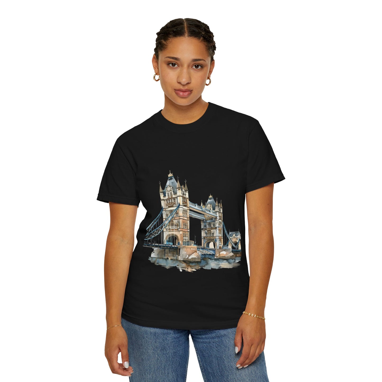 Unisex Garment-Dyed T-shirt - London Bridge - Iconic Landmark and Historical Beauty