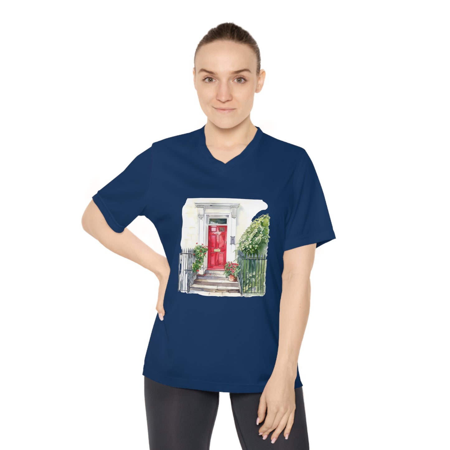 Women's V-Neck Performance T-Shirt - British Nature - Scenic Landscapes and Natural Beauty - Charming Red Door