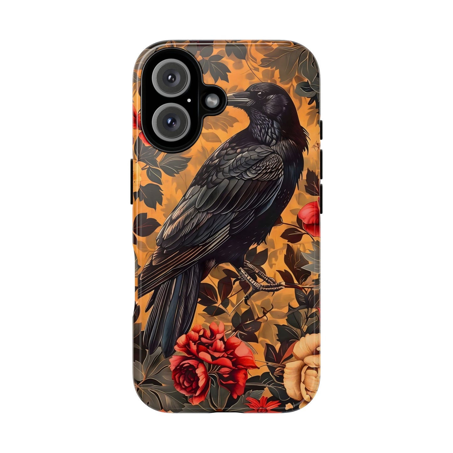 Raven Floral Phone Case - Tough Cases, Blackbird Decor, Gift for Nature Lovers, Bird Themed Accessories, Unique Phone Cover