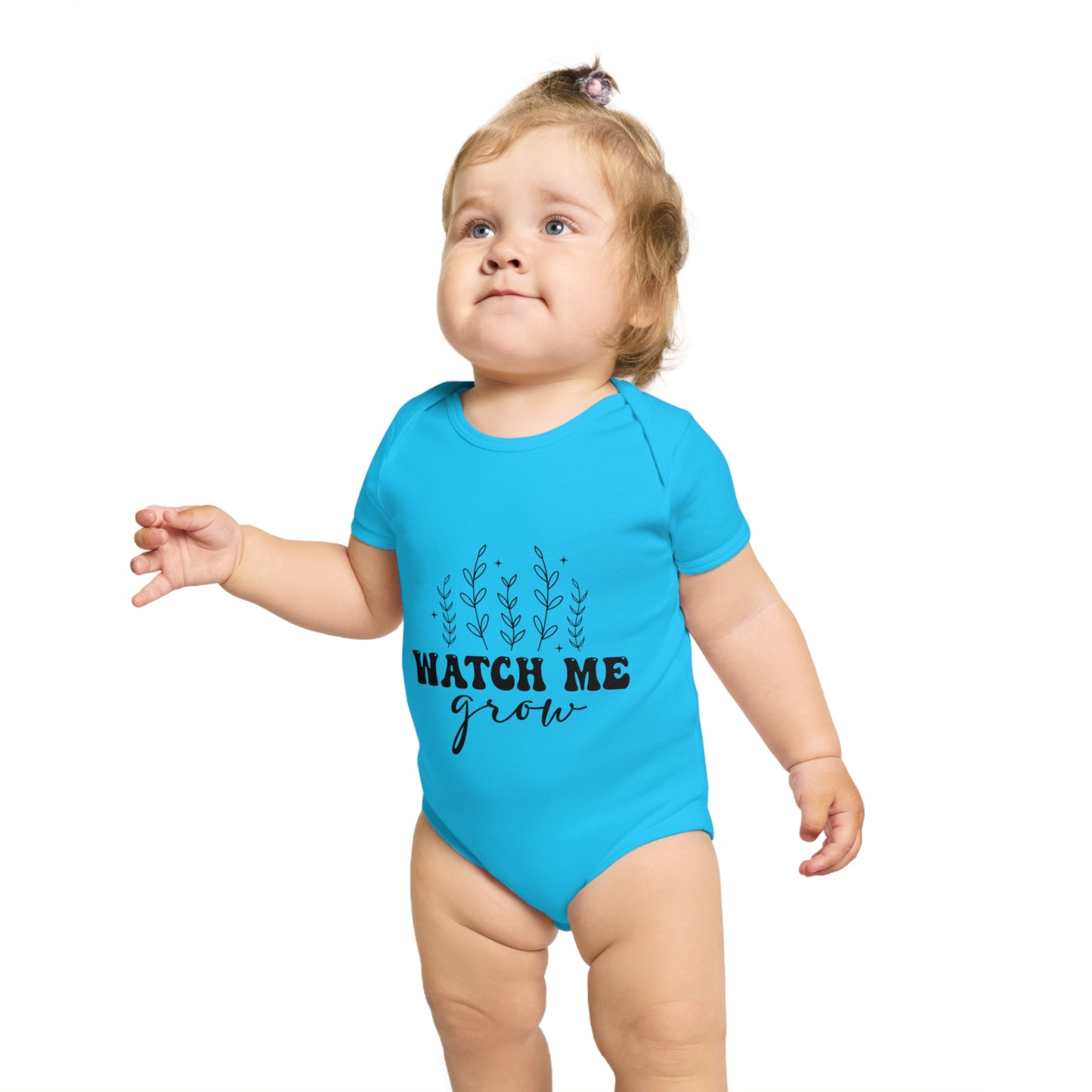 Cute 'Watch Me Grow' Short Sleeve Baby Bodysuit