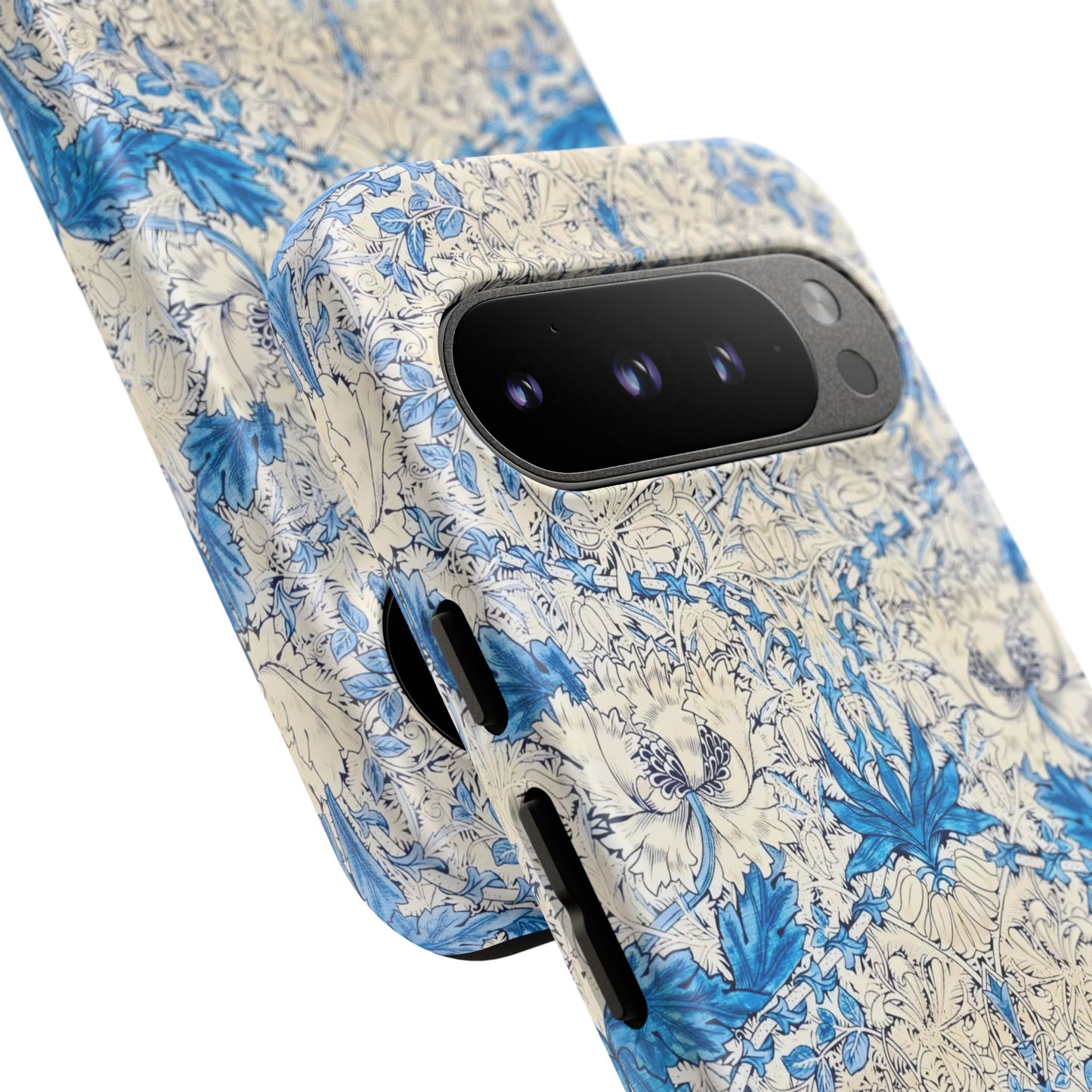 Elegant Floral Phone Case, Tough iPhone Cover, Stylish Mobile Protector, Blue Patterned Case, Unique Gift for Her