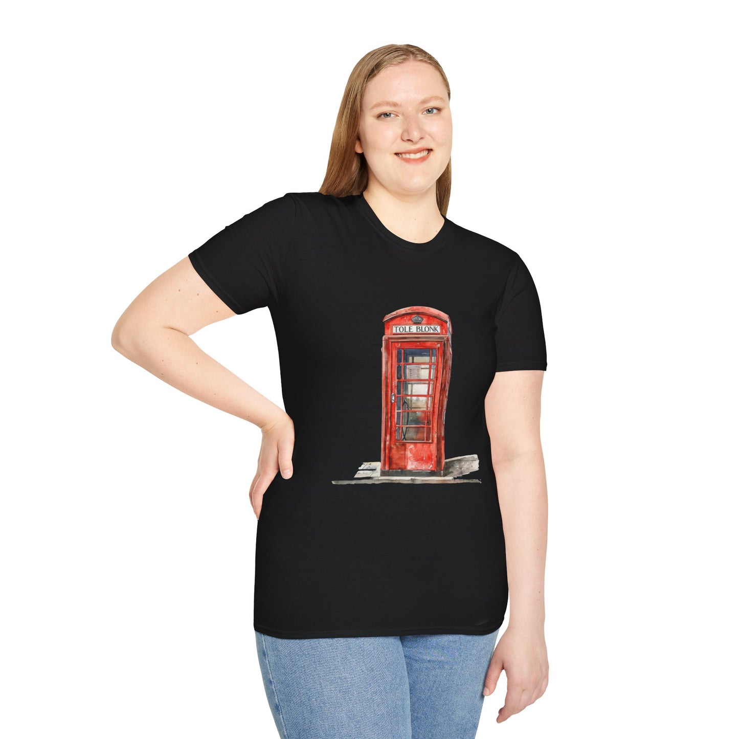 Unisex Softstyle T-Shirt - Iconic British Public Telephone - Classic Red Phone Box