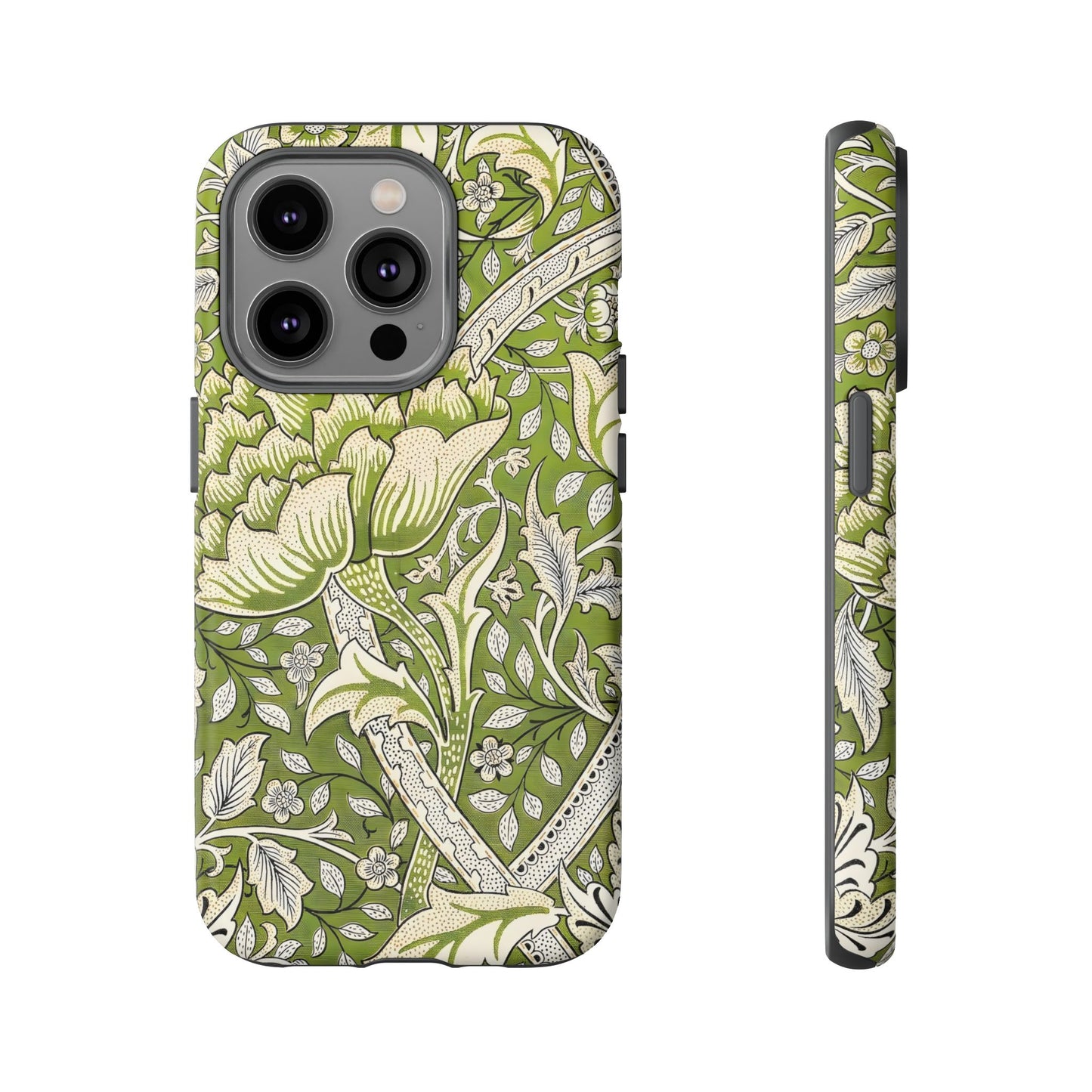 Stylish Phone Case with Floral Design, Durable Protective Cover for iPhone, Unique Gift for Birthdays, Mother's Day, Green Aesthetic