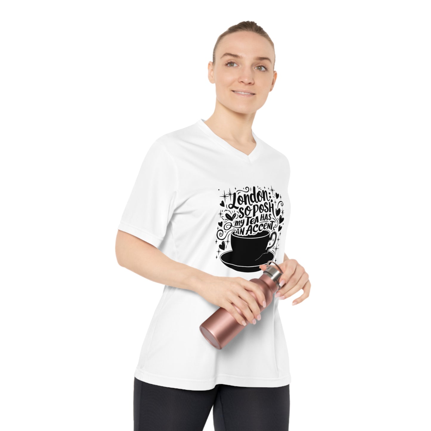 Women's Performance V-Neck T-Shirt - London's so Posh my Tea has an Accent