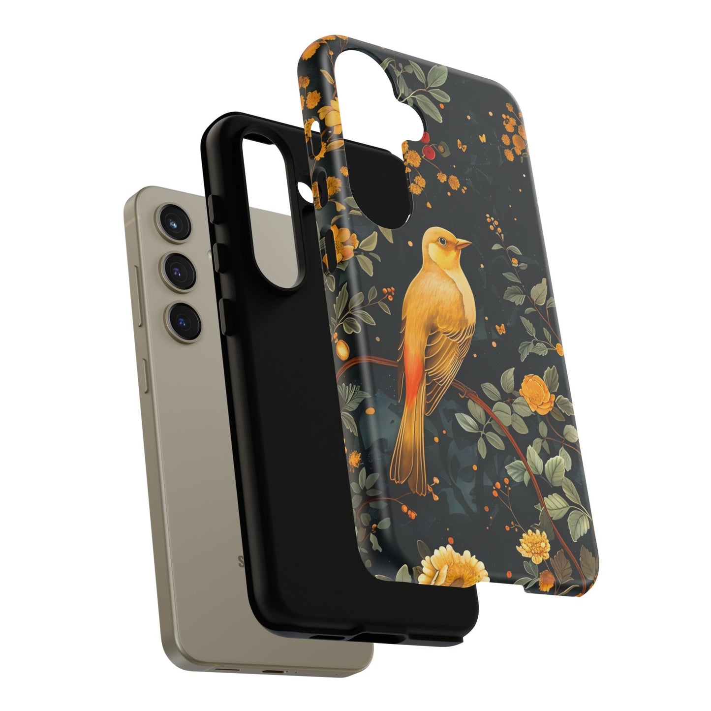 Floral Phone Case, Tough Cases with Bird Design, Nature Lover Gift, Stylish Protection, Birthday Present, Floral Phone Cover