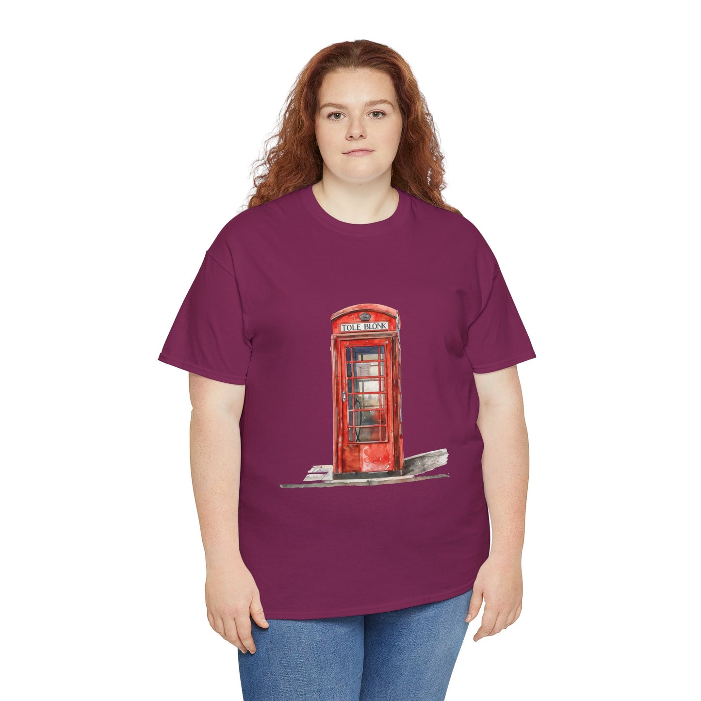 Unisex Heavy Cotton Tee - Iconic British Public Telephone - Classic Red Phone Box