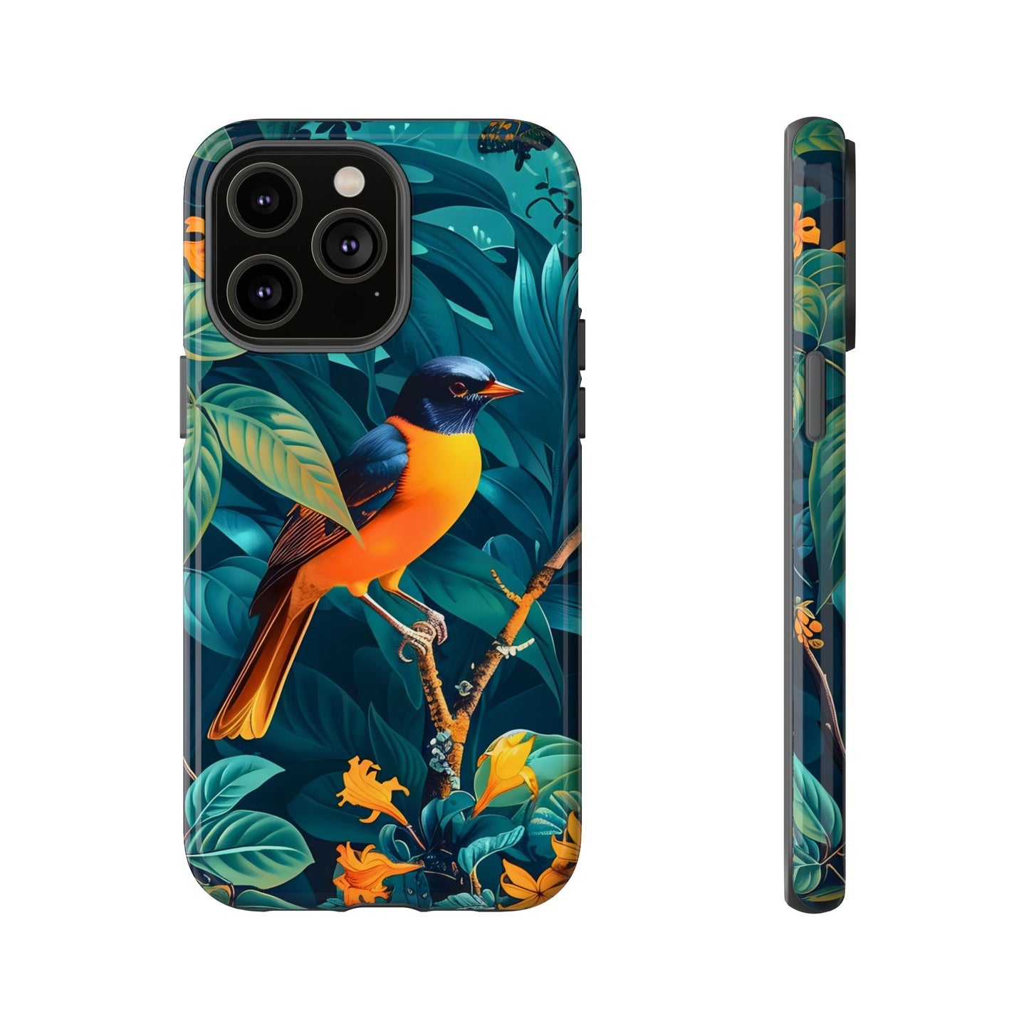 Tough Cases: Vibrant Bird Phone Case, Nature Lover Gift, Eco-Friendly Cover, Floral Design, Spring Decor