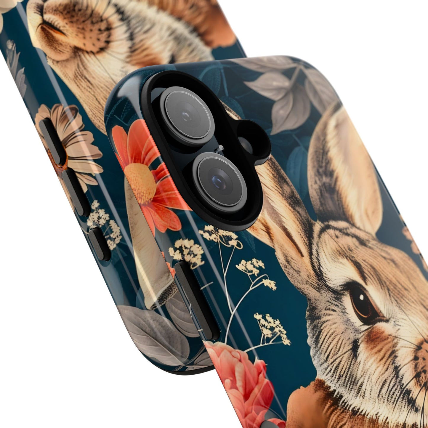 Floral Rabbit Phone Case, Cute Phone Cover, Tough Cases for Animal Lovers, Unique Gift for Birthdays, Nature-Themed Accessories
