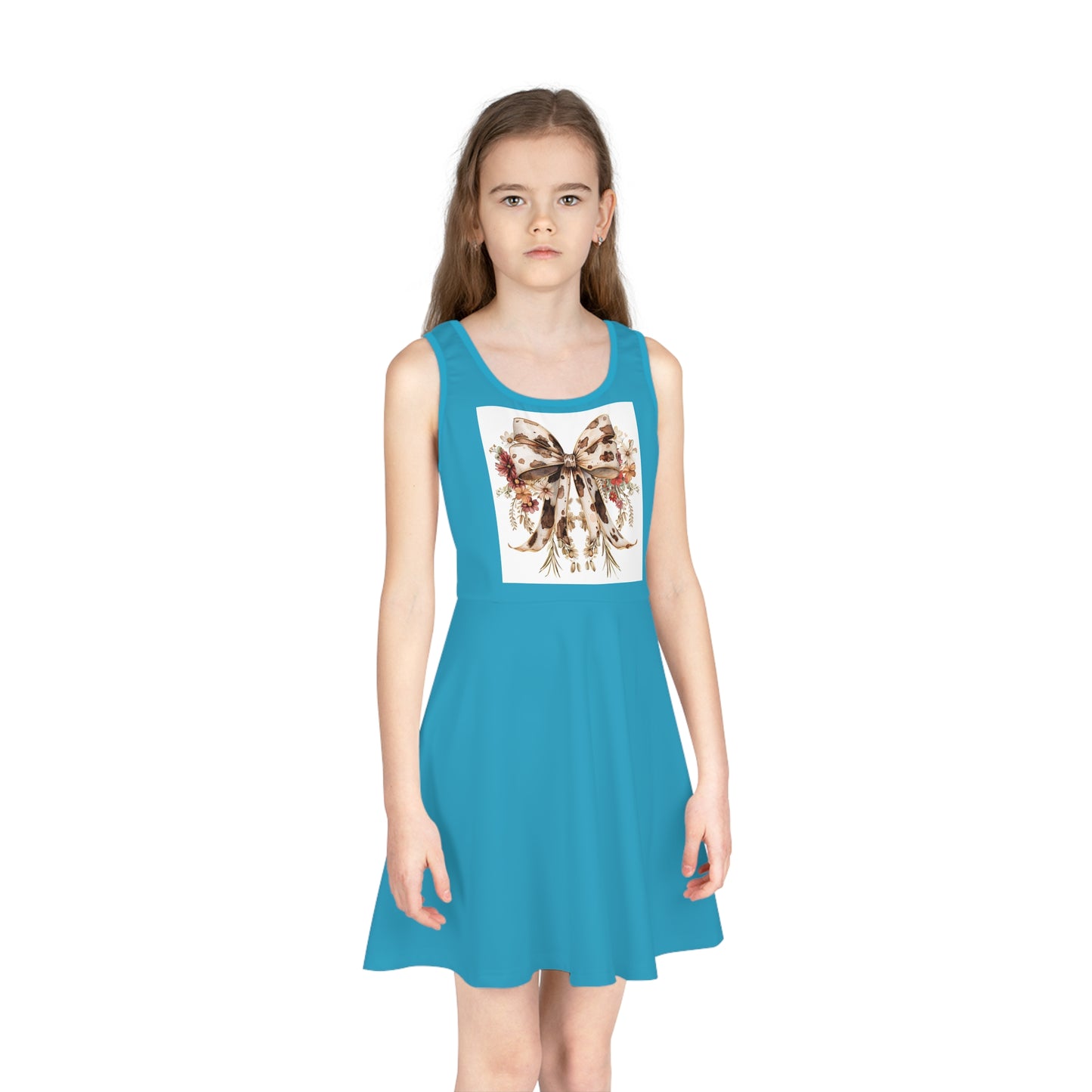 Girls' Sleeveless Sundress with Floral Bow Design - Perfect for Summer Celebrations