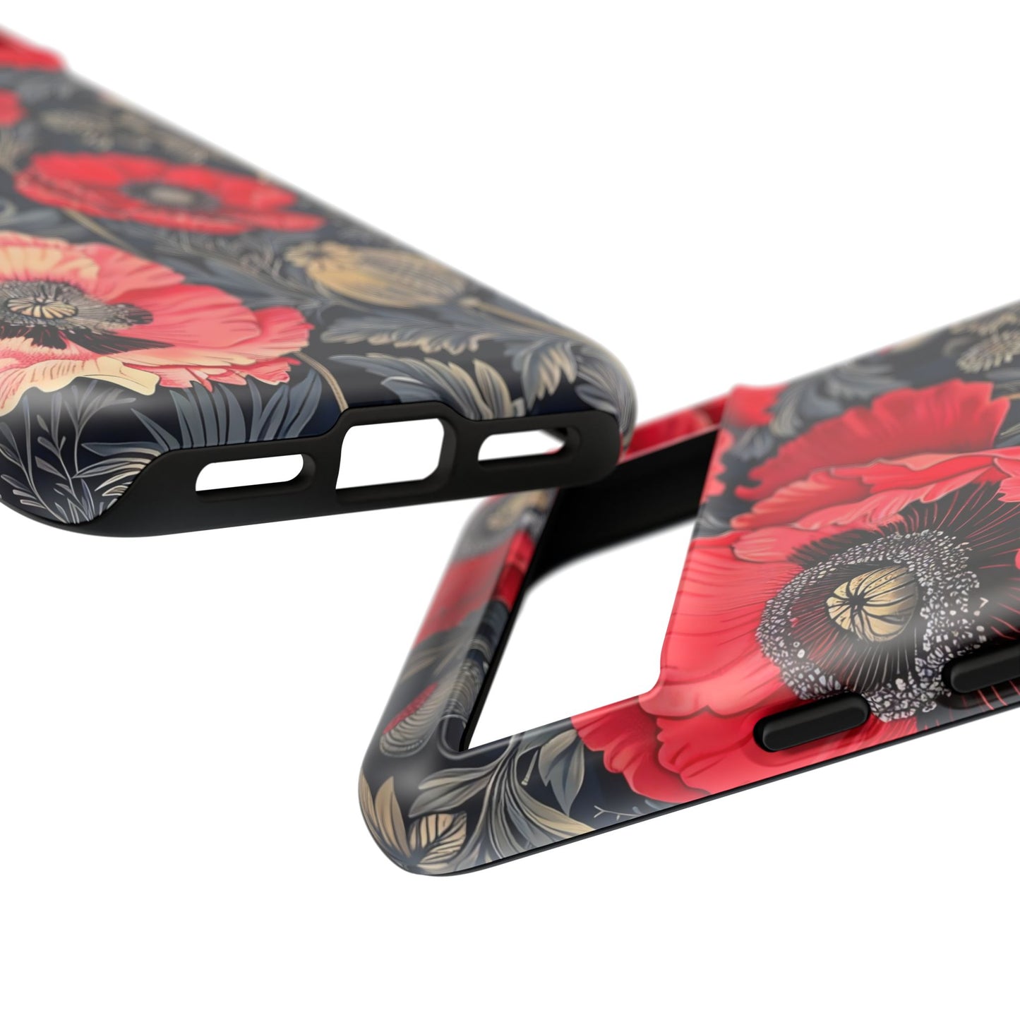 Floral Phone Case with Artistic Poppies, Tough Cases, Flower Design, Nature Lover Gift, Customizable Mobile Cover, Stylish Phone Accessories