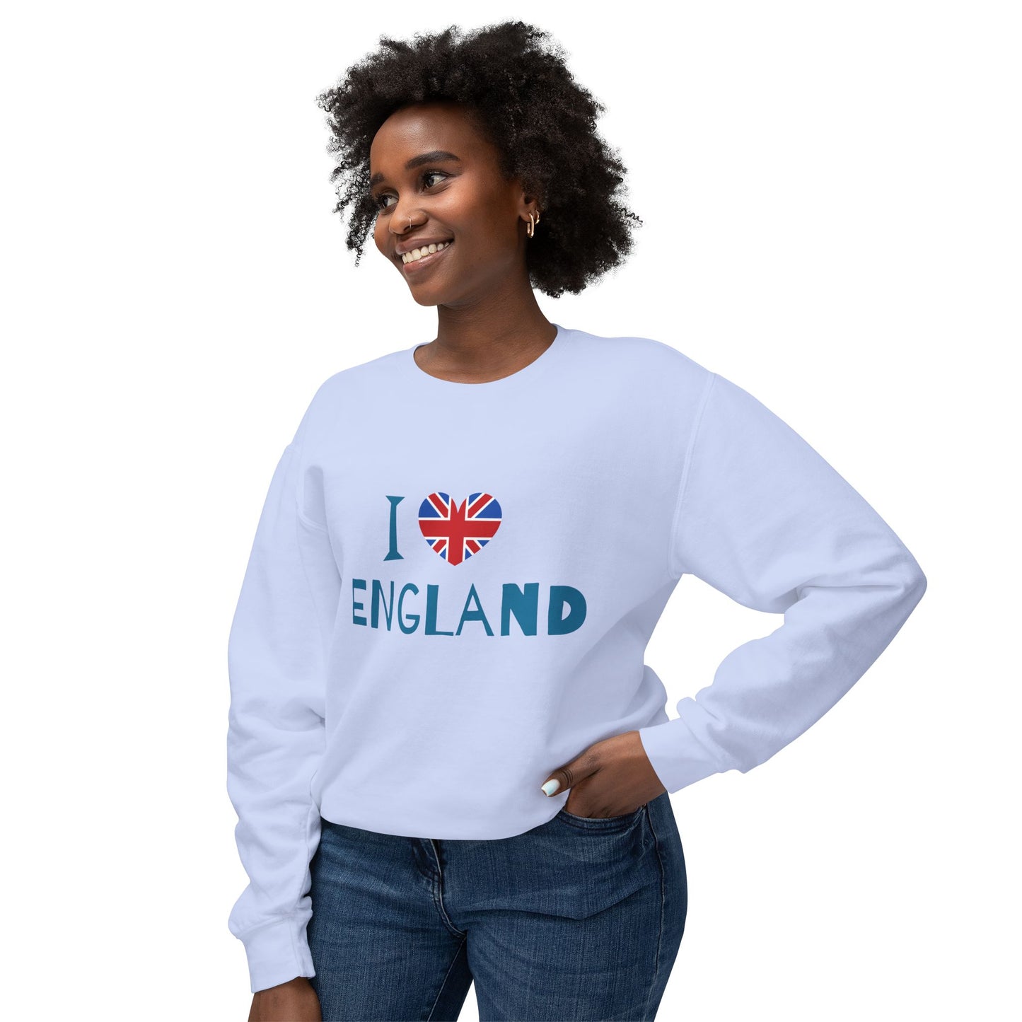 Unisex Lightweight Crewneck Sweatshirt - I Love England - Union Jack Heart Design
