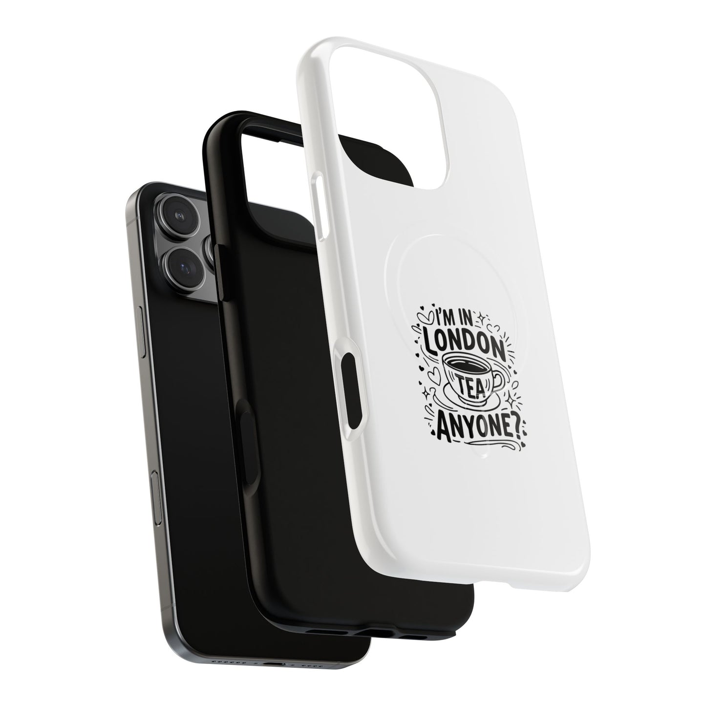 Magnetic Phone Case with London Tea Design, Tough Mobile Cover, Gift for Tea Lovers, Travel Accessory, Unique Phone Protector
