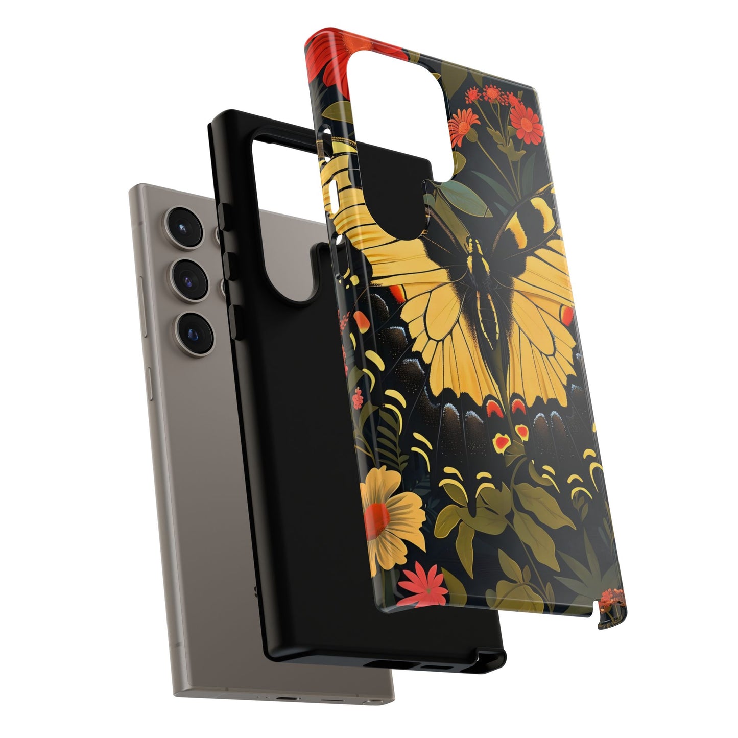 Butterfly Floral Phone Case, Tough Cases with Vibrant Design, Protective Cover for Nature Lovers, Gift for Her