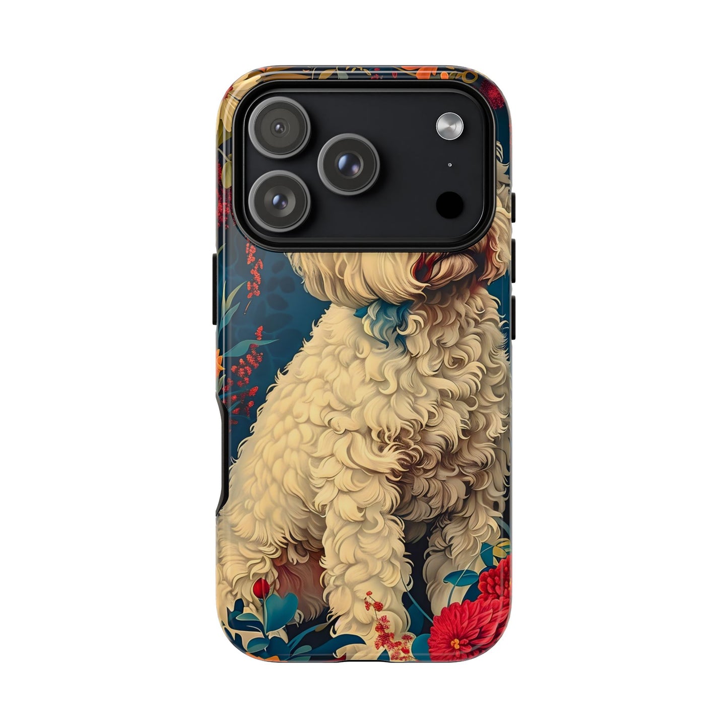 Cute Dog Phone Case, Pet Lover Gift, Floral Design Tough Case, Custom Dog Art, Birthday Gift for Dog Owners, Unique Phone Accessories