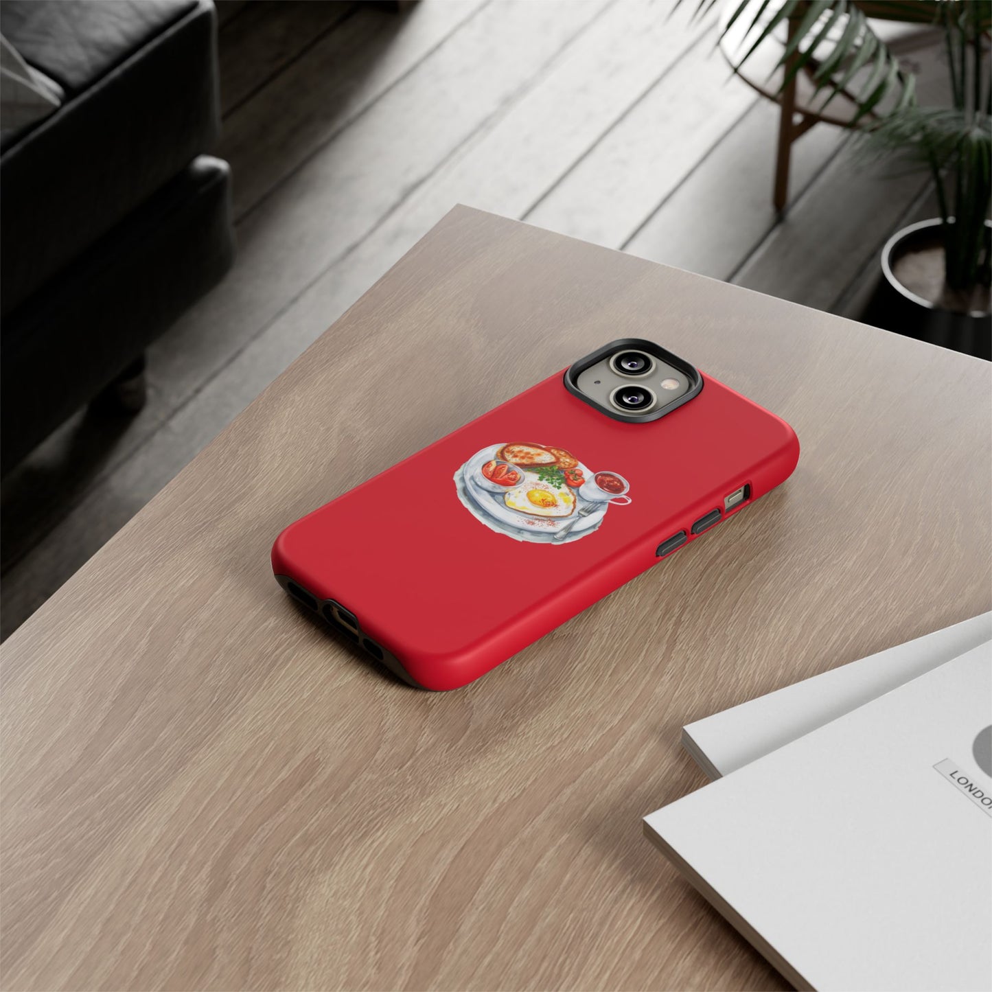 Breakfast-Inspired Phone Case, Tough Phone Covers, Foodie Gifts, Unique Accessories, Cute Kitchen Decor, Red Phone Case