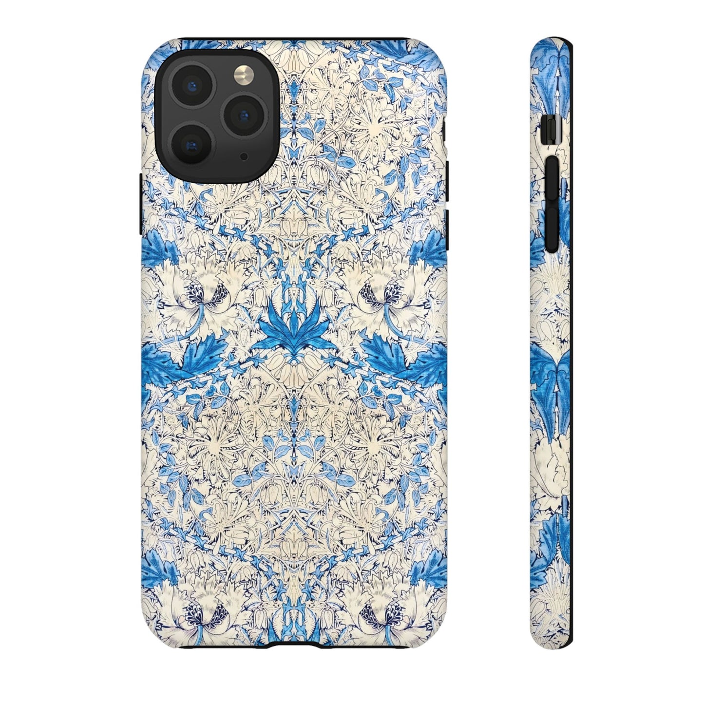 Elegant Floral Phone Case, Tough iPhone Cover, Stylish Mobile Protector, Blue Patterned Case, Unique Gift for Her
