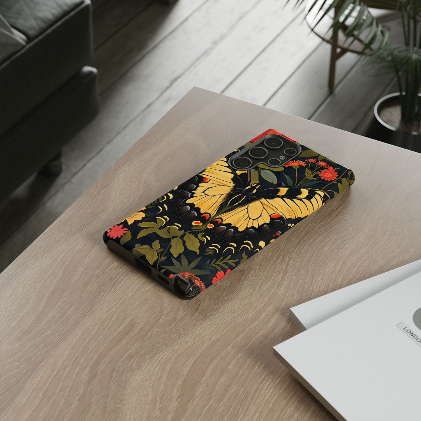Butterfly Floral Phone Case, Tough Cases with Vibrant Design, Protective Cover for Nature Lovers, Gift for Her