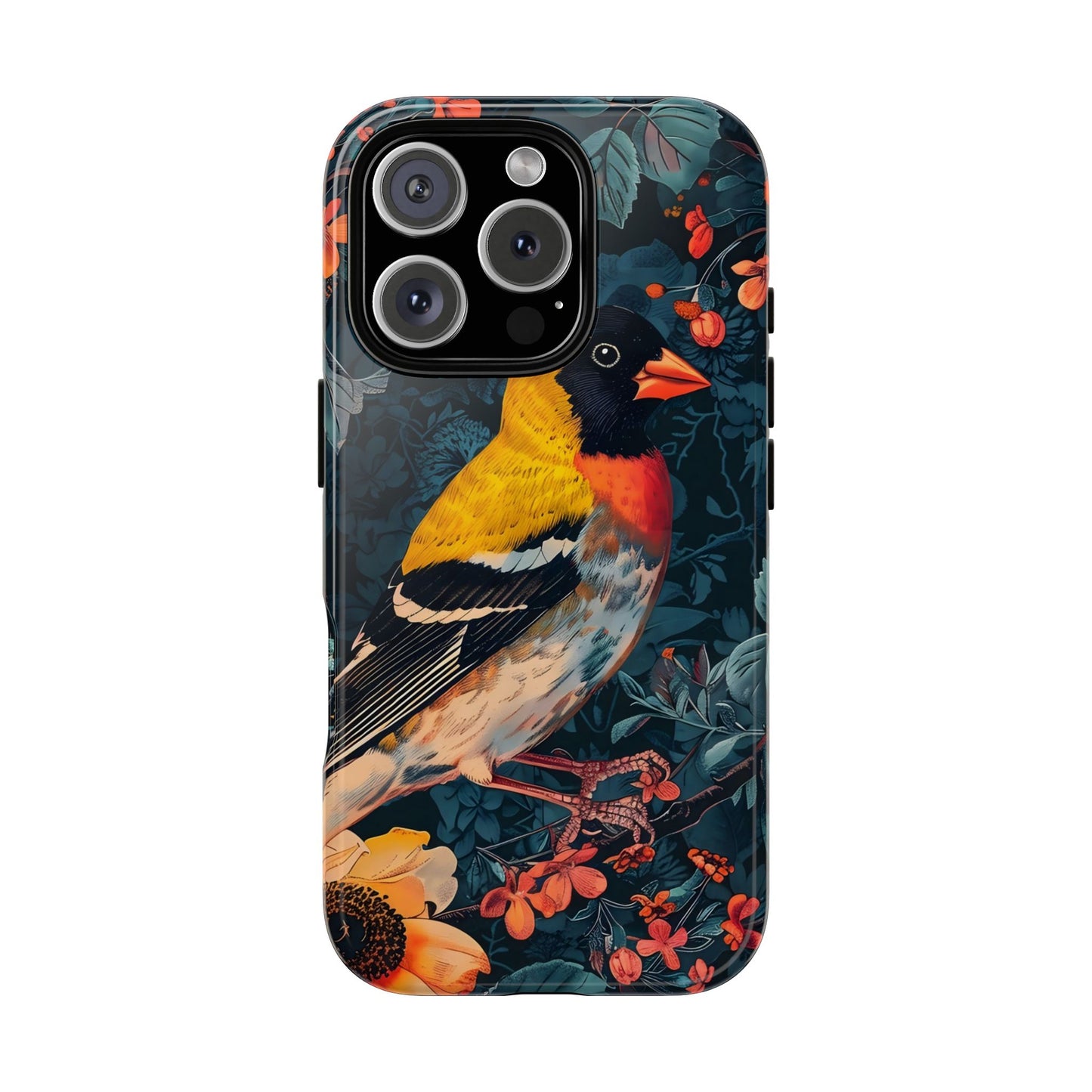 Colorful Bird Phone Case, Floral Phone Cover, Tough Phone Protector, Nature Lover Gift, Botanical Case, Unique Mobile Accessory