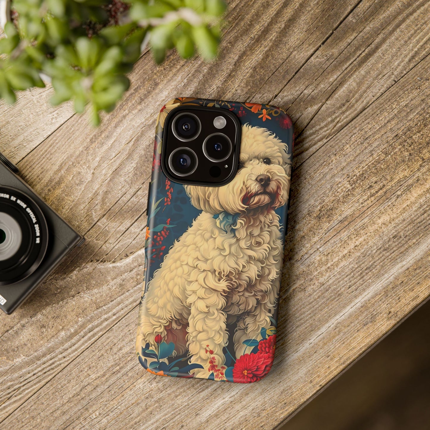 Cute Dog Phone Case, Pet Lover Gift, Floral Design Tough Case, Custom Dog Art, Birthday Gift for Dog Owners, Unique Phone Accessories