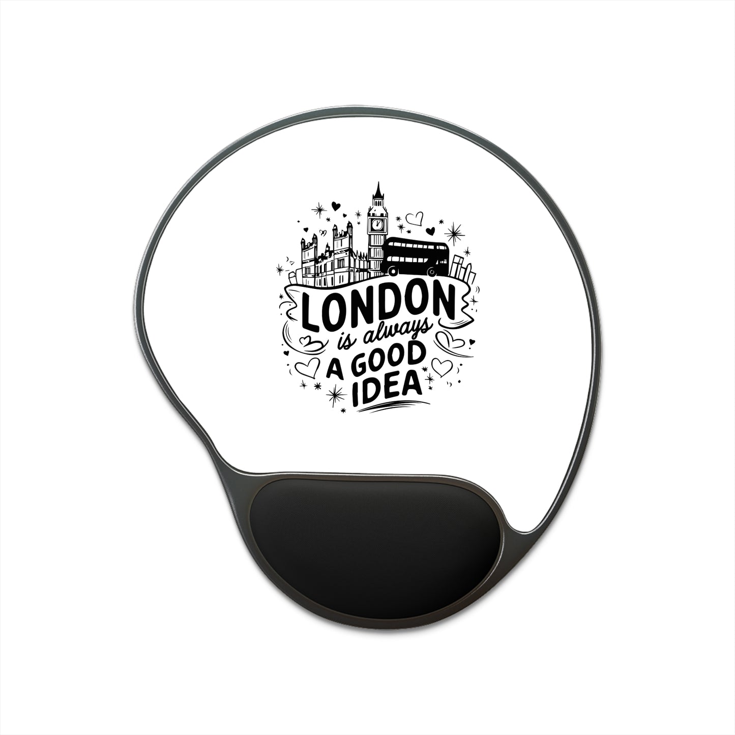 London Design Mouse Pad with Wrist Rest, Office Gift, Ergonomic Desk Accessory, Work From Home Essentials, Travel Lover Decor