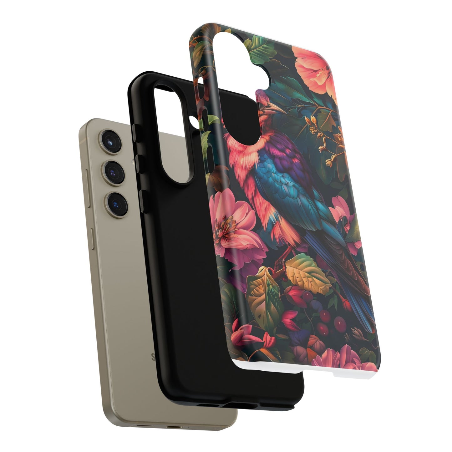 Tough Cases: Vibrant Tropical Bird Phone Case, Floral Smartphone Cover, Nature Lover Gift, Boho Phone Accessory, Cute Bird Case