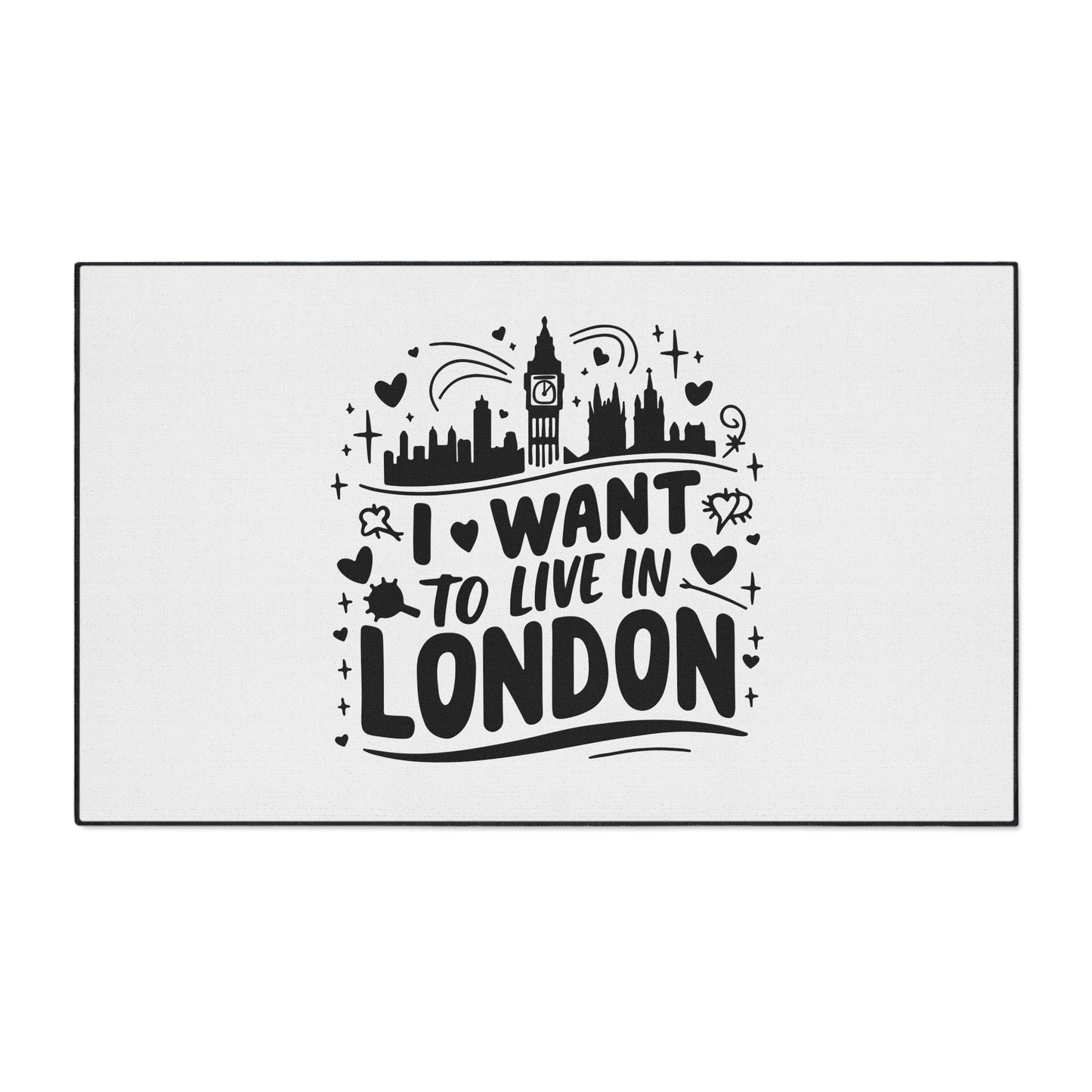 I Want to Live in London Heavy Duty Floor Mat, Inspirational Home Decor, Welcome Mat, Gift for London Lovers, Indoor Outdoor Rug