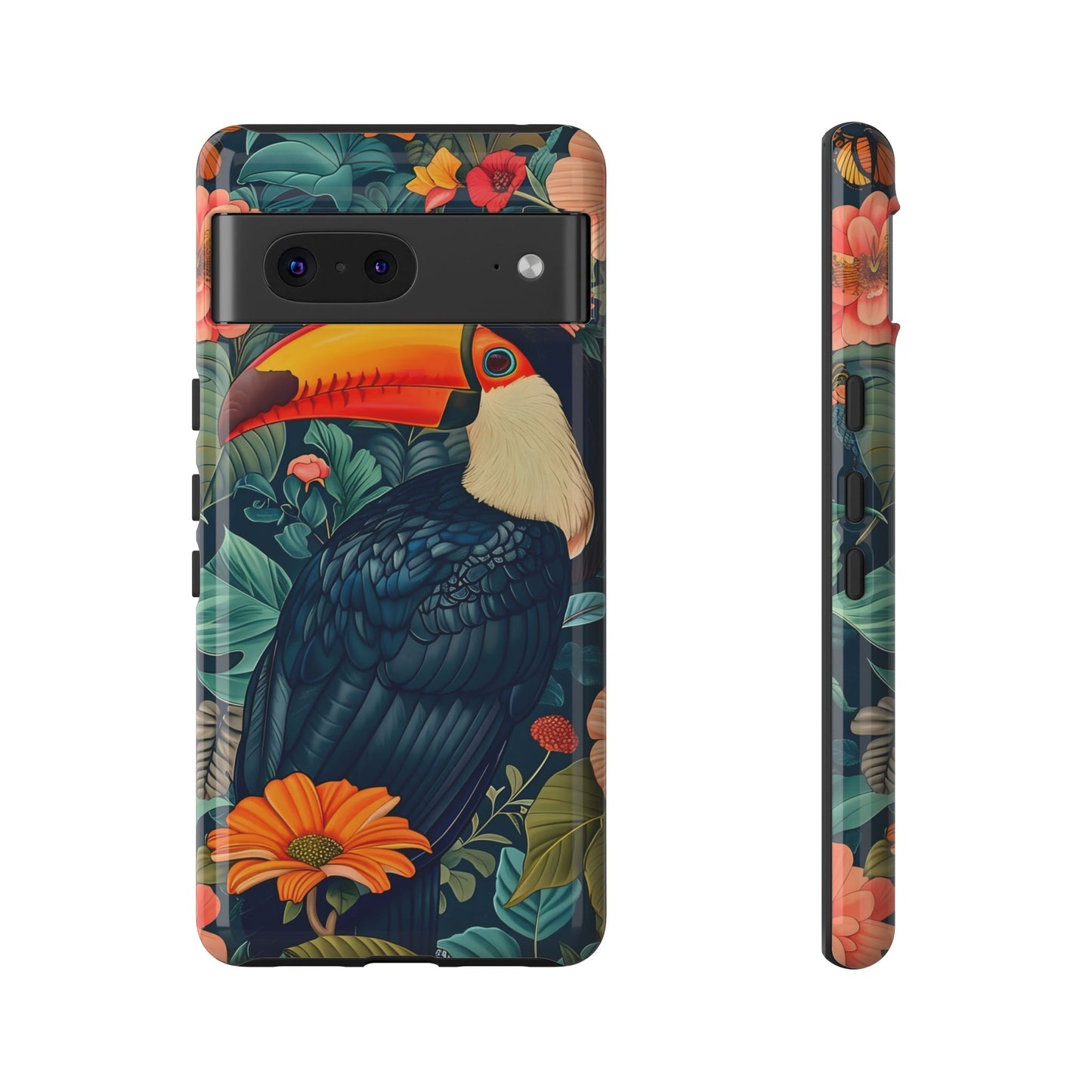 Tropical Toucan Phone Case - Cute Animal Design, Nature Lover Gift, Floral Pattern, Bird Lover Accessory, Summer Vibes