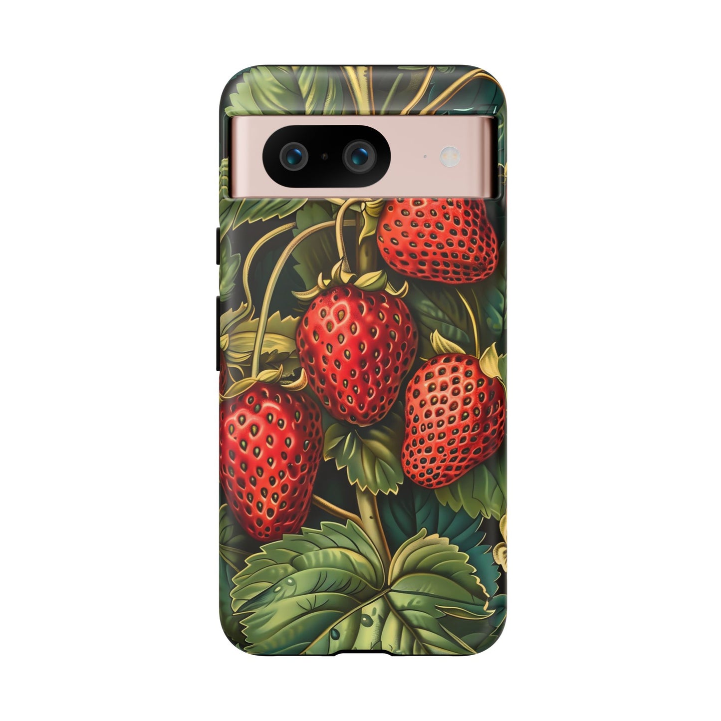 Strawberry Phone Case, Tough Berry Case, Floral Phone Cover, Cute Smartphone Shell, Nature-Inspired Gift