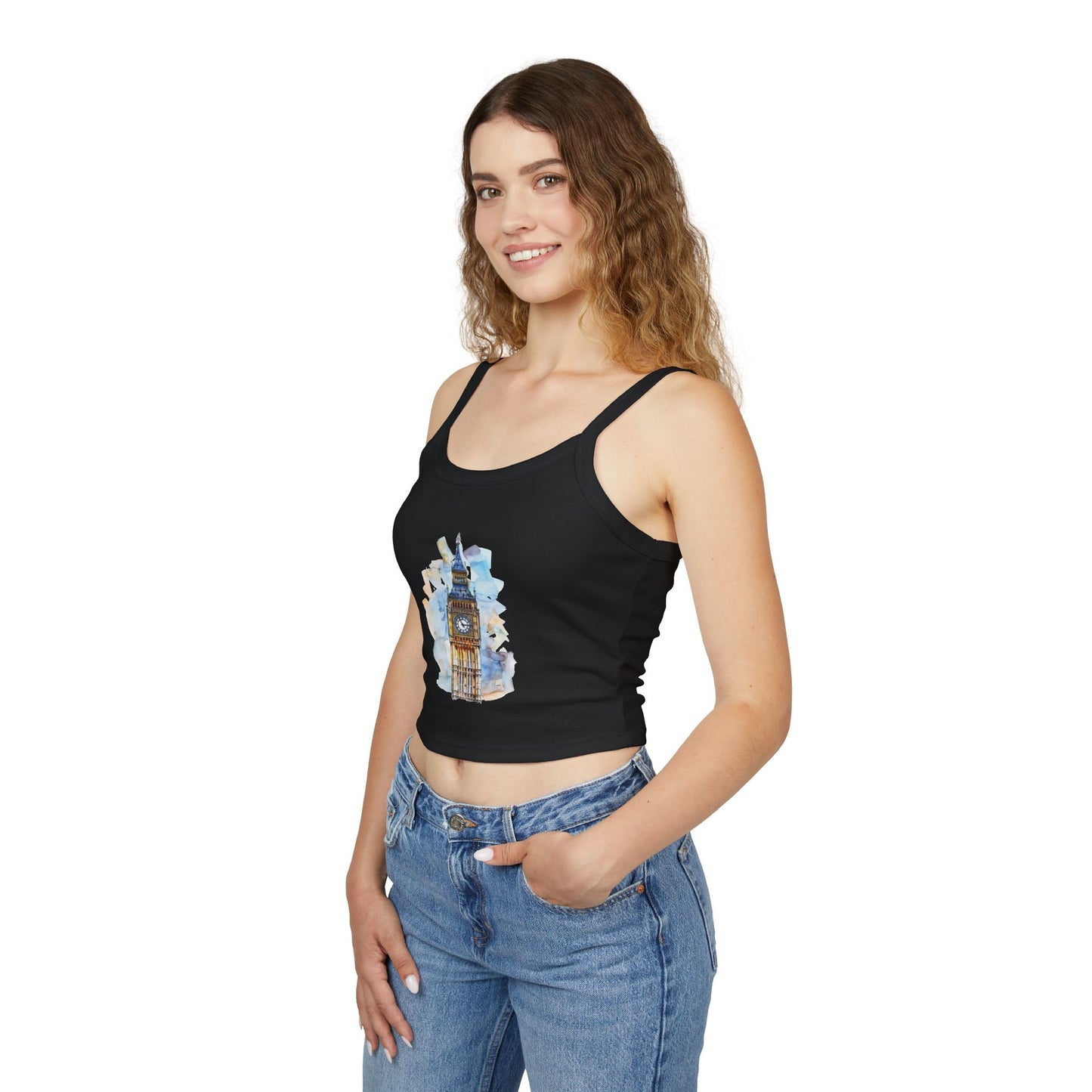 Women's Spaghetti Strap Tank Top - London's Big Ben Landmark Painting