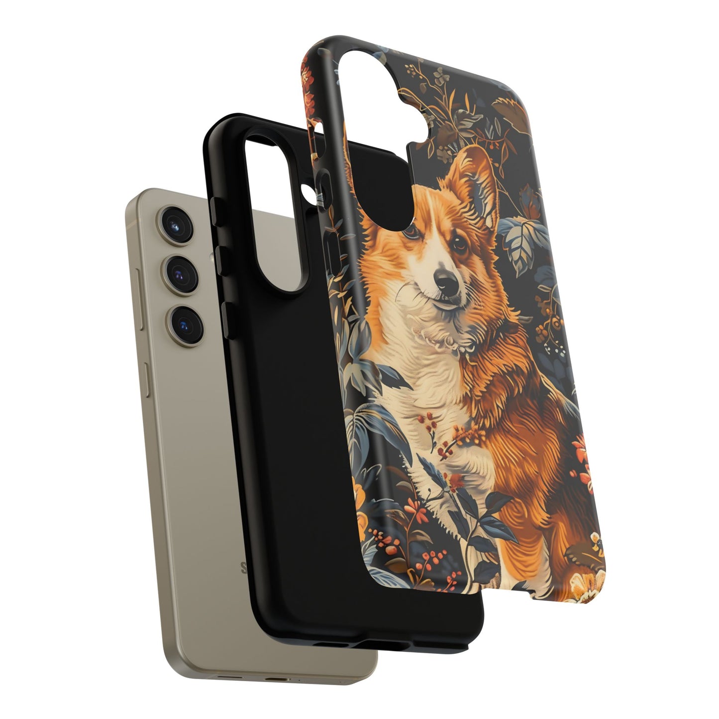 Corgi Floral Phone Case - Tough Cases for Dog Lovers, Cute Pet Accessories, Gift for Dog Owners, Floral Design, Personalized Tech Cover