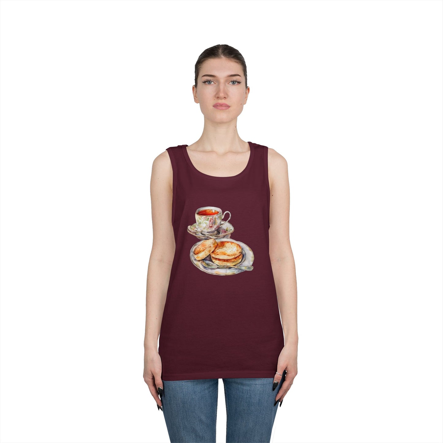 Unisex Heavy Cotton Tank Top - Kitchen Wall Art with Food Illustration