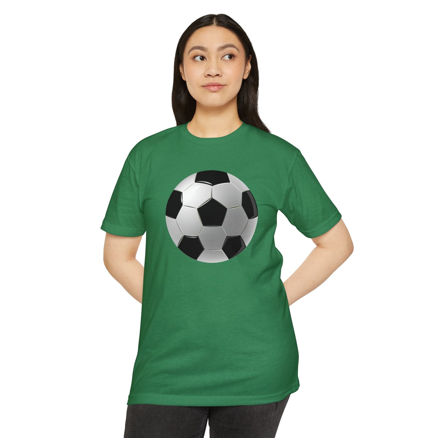 Unisex CVC Jersey T-shirt - Dynamic Football Design - Sports Passion and Energy
