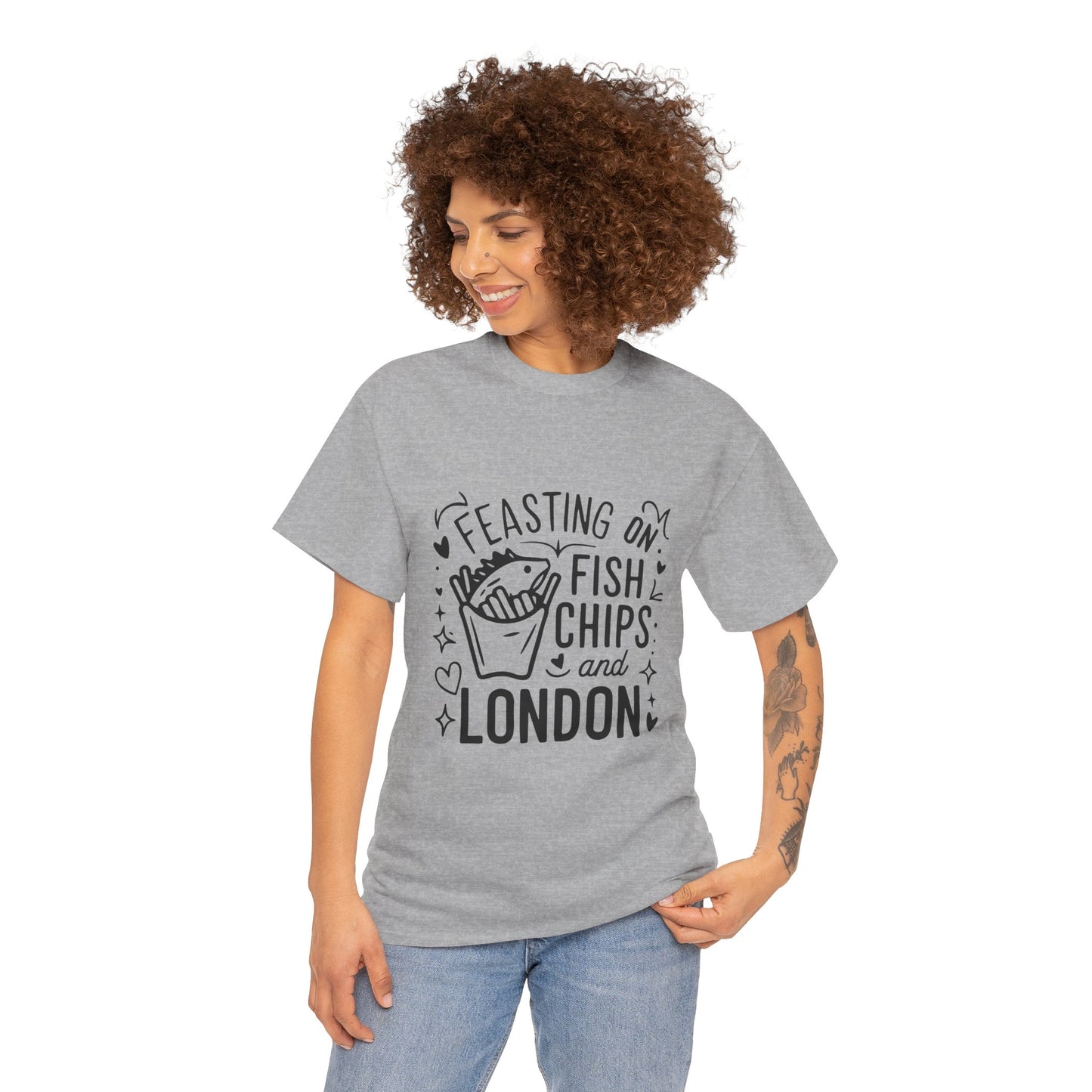 Unisex Heavy Cotton Tee - Fish Chips and London