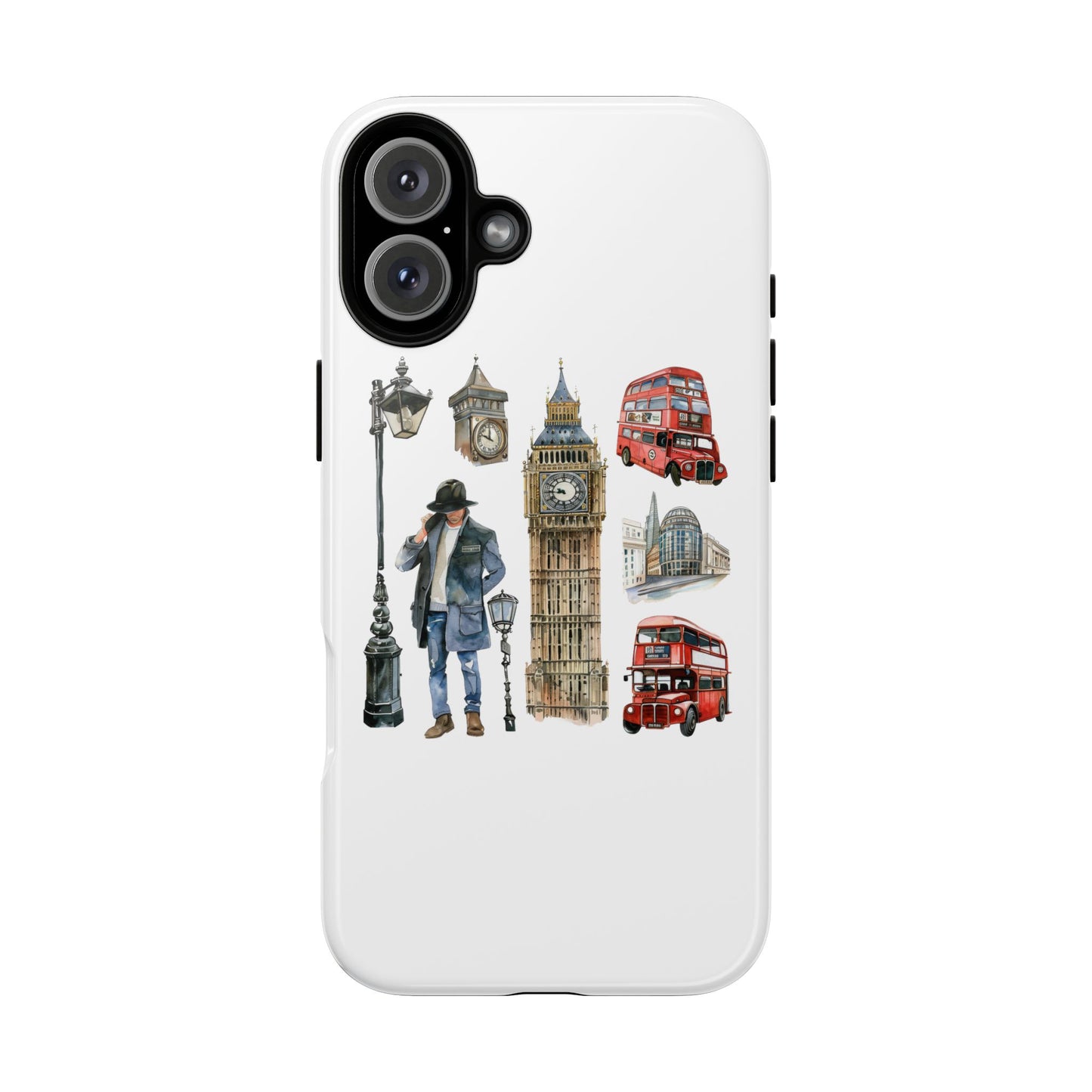 London Iconic Design Phone Case, Tough Cases, Gift for Travelers, London Souvenir, London Icons, Red Bus Phone Case