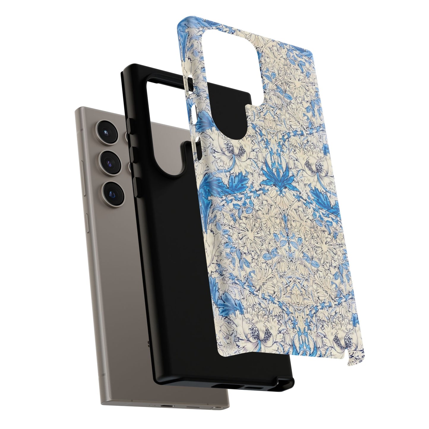 Elegant Floral Phone Case, Tough iPhone Cover, Stylish Mobile Protector, Blue Patterned Case, Unique Gift for Her