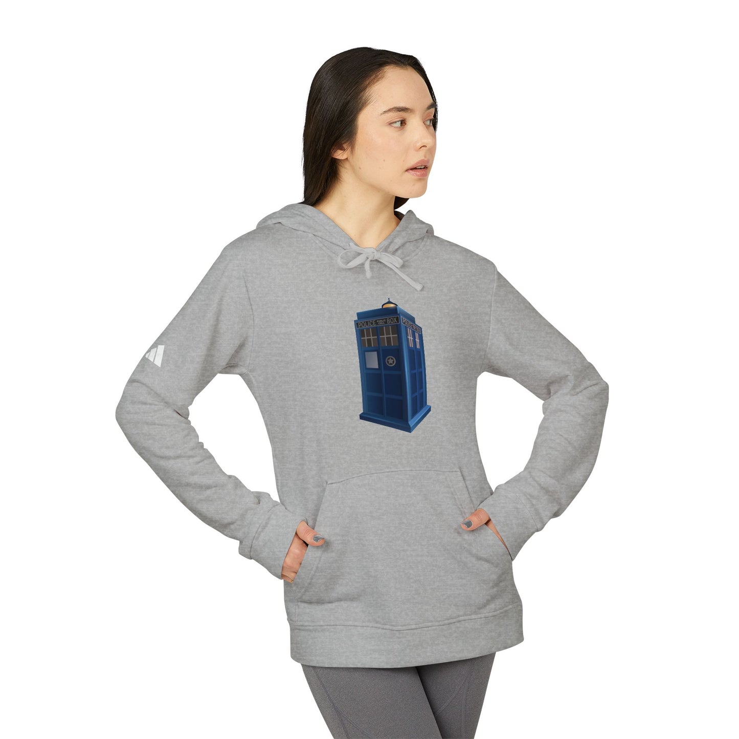 adidas Unisex Fleece Hoodie - British Police Public Call Box - Iconic TARDIS Design